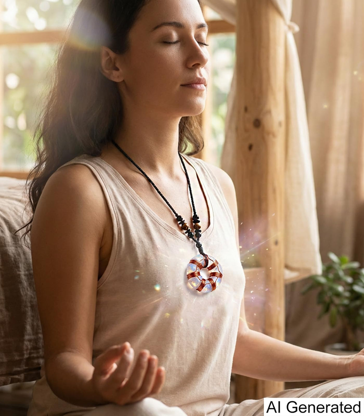 Day Day Up 7 Chakra Orgonite Pendant Necklace - Energy Healing Crystal Stone Pendant with Copper Wire Coil, Handmade Yog