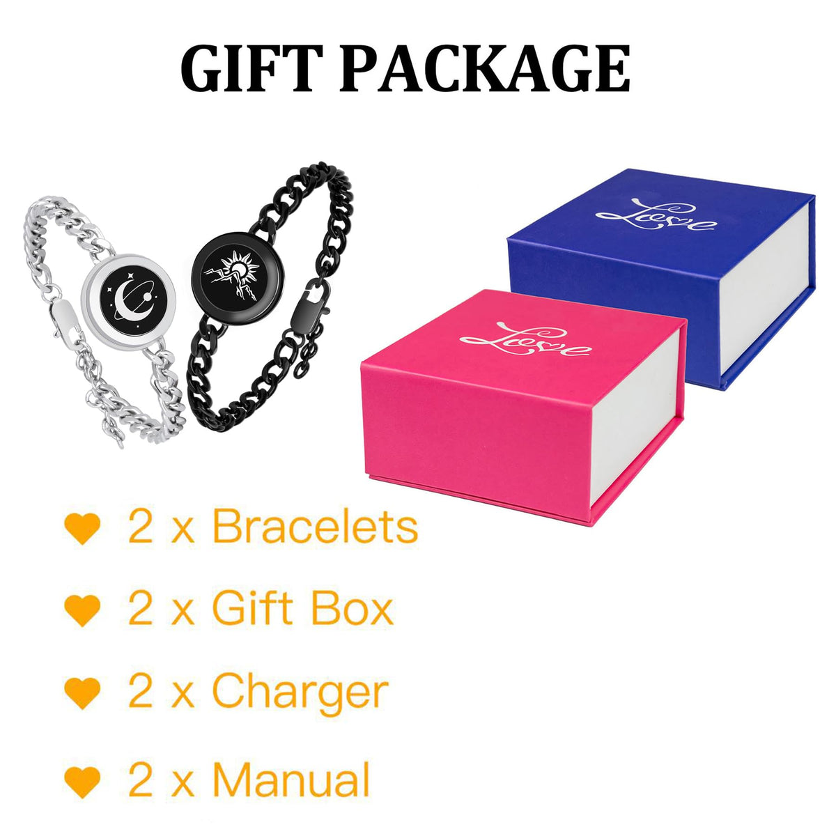 EAOYAO Long Distance Touch Bracelets,Vibration & Light up Remote Smart Matching Couples Bracelet for Couple Long Distanc