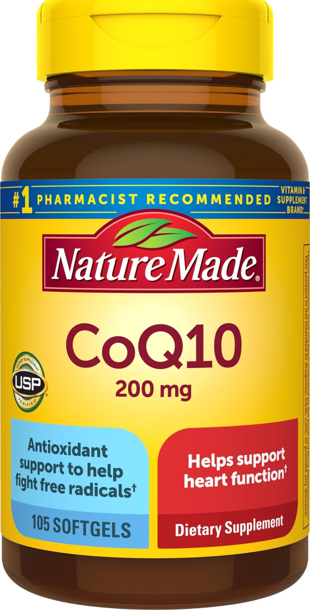 Nature Made CoQ10 200mg Softgels for Heart Health Support, 105 - Product Imagery