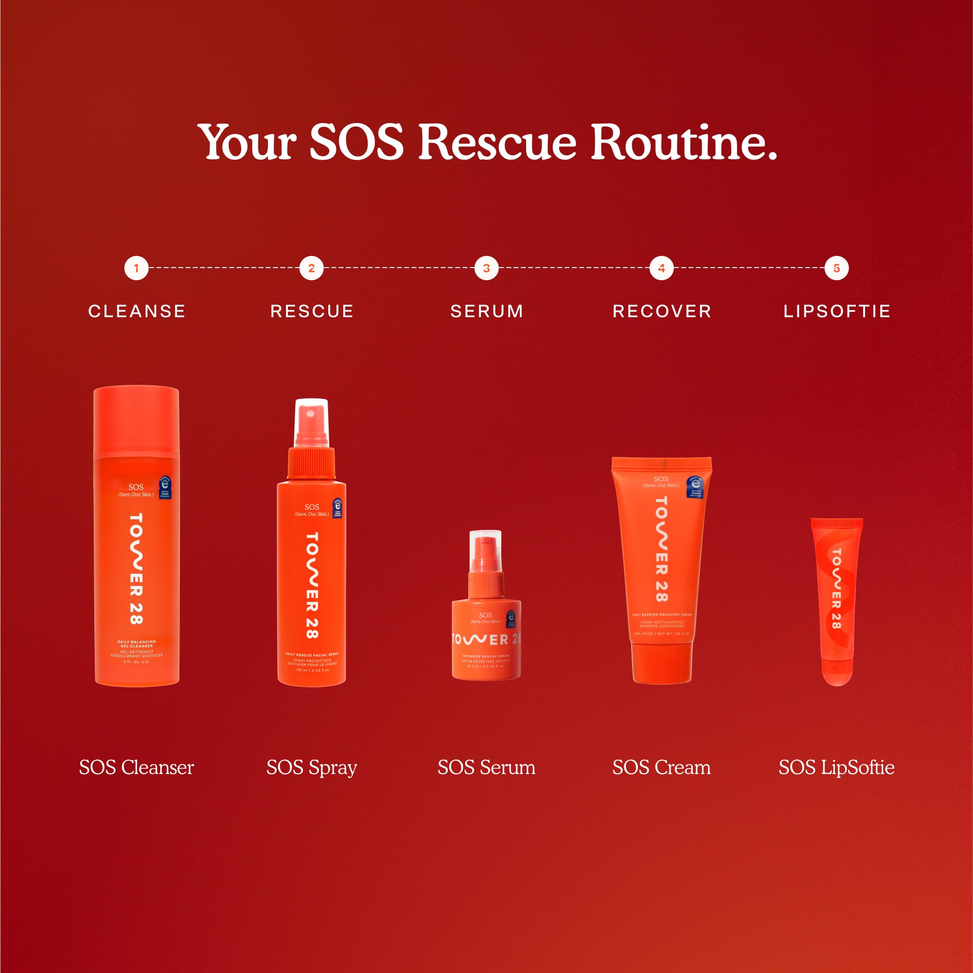Tower 28 SOS Recovery Hydrating Face Cream for sensitive skin in a 1.86 oz jar, showing the moisturizing face cream.