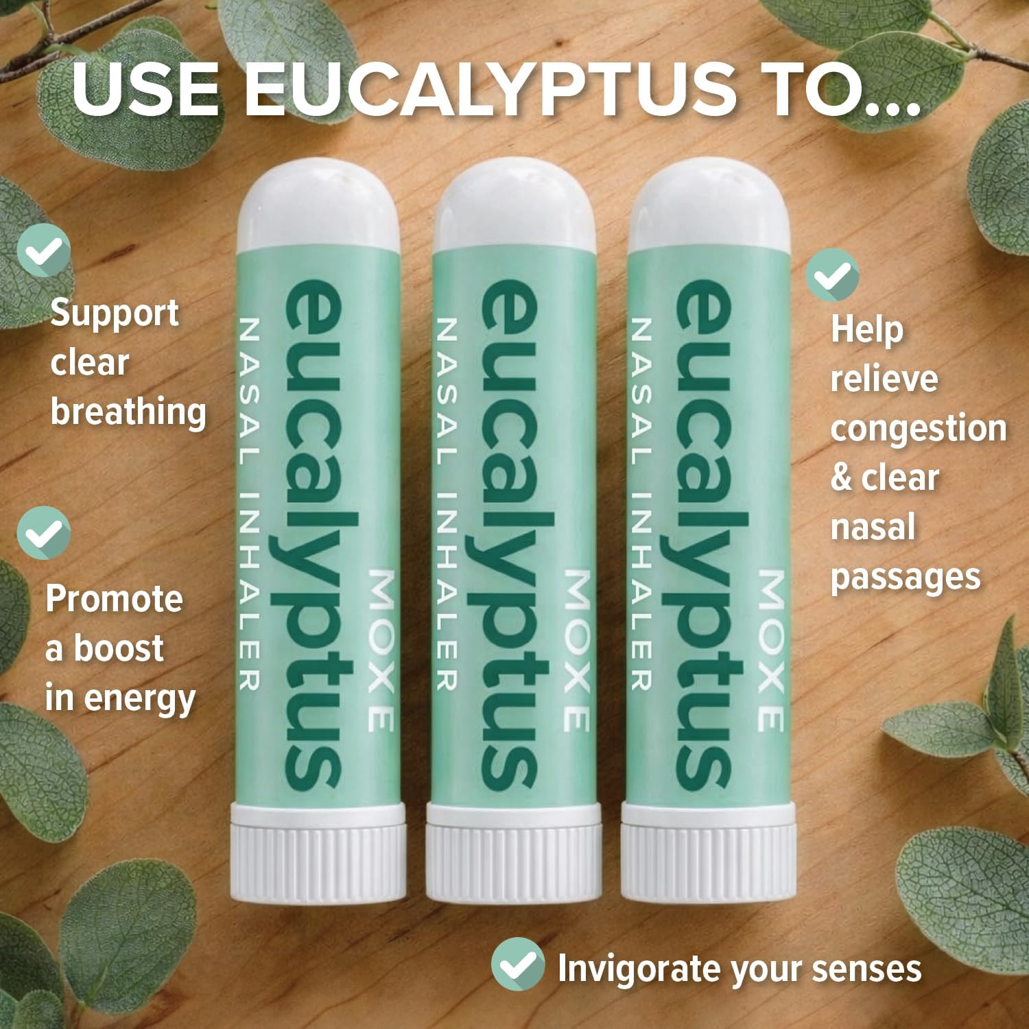MOXĒ Eucalyptus Nasal Inhaler 3-Pack | Sinus Relief