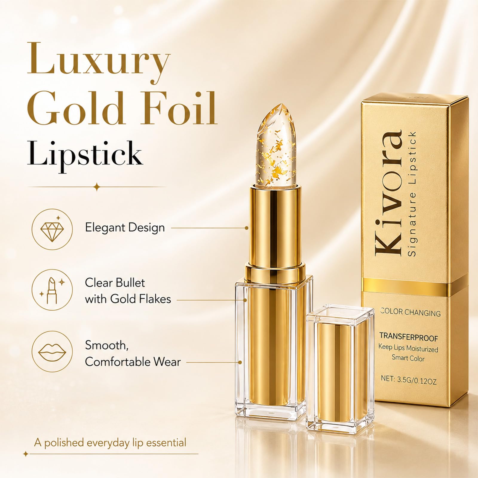 RCSCBC Kivora lipstick in a sleek tube, showcasing long-lasting moisturizing lip tint in a vibrant shade.