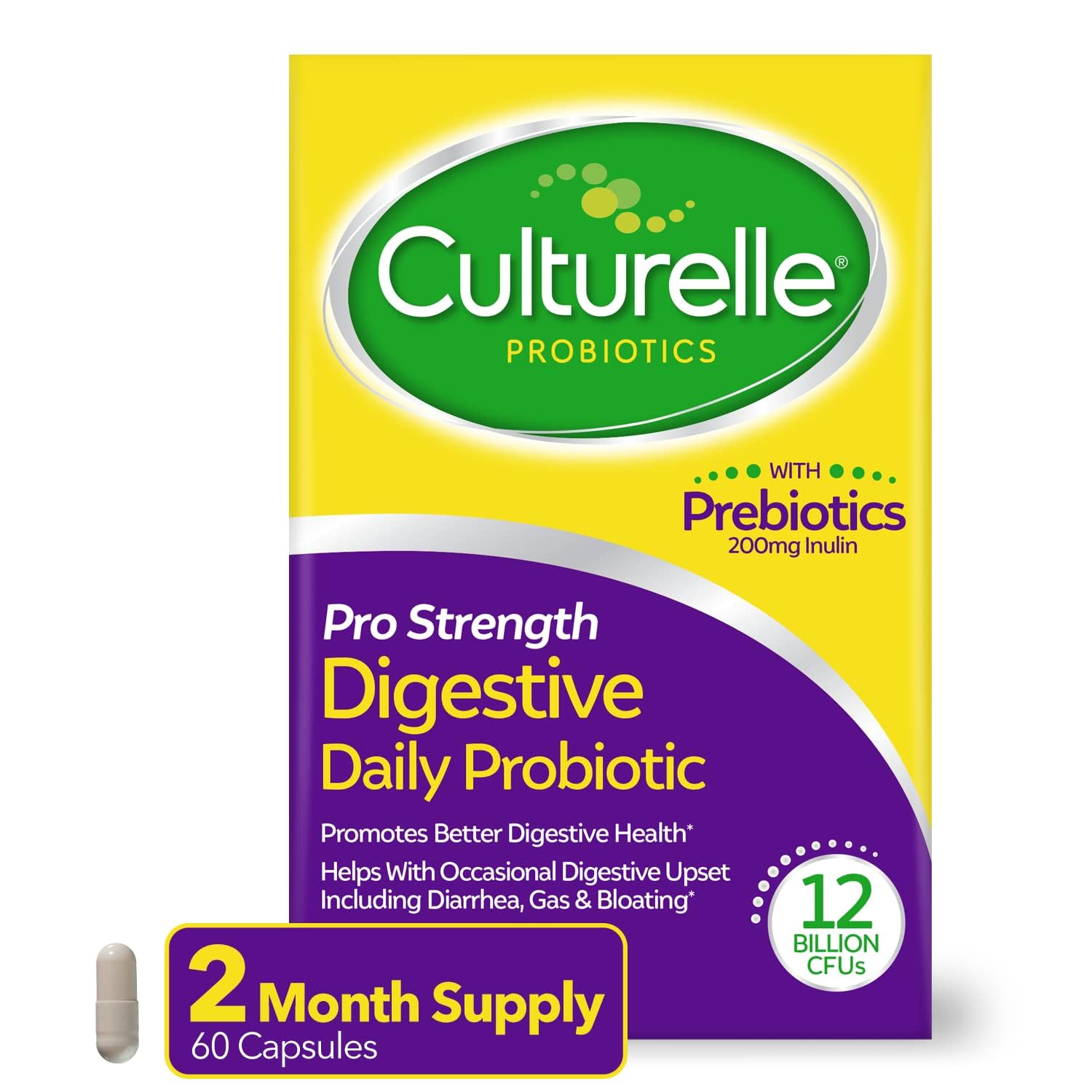 Culturelle Pro Strength Probiotics for Digestive Gut Health*, 12B CFU, 60ct