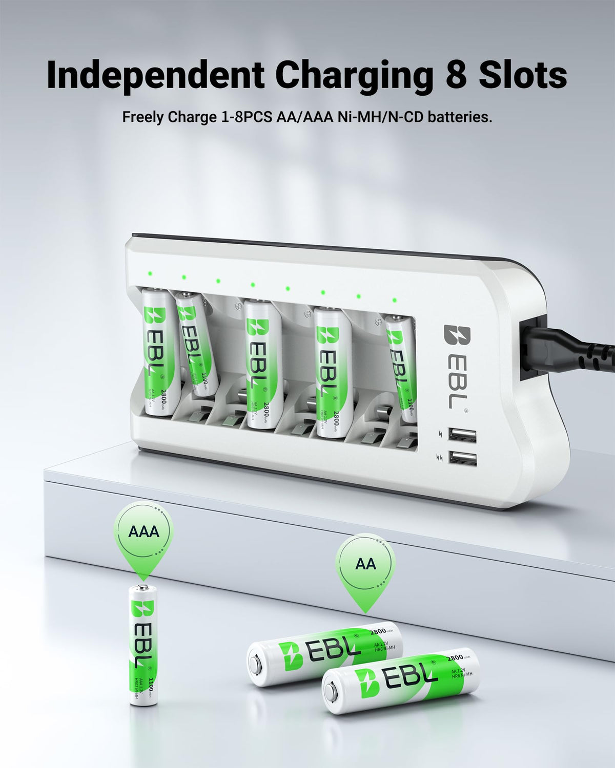 EBL 2300mAh Ni MH AA Rechargeable Batteries and Rechargeable - EBL Official Imagery - 3