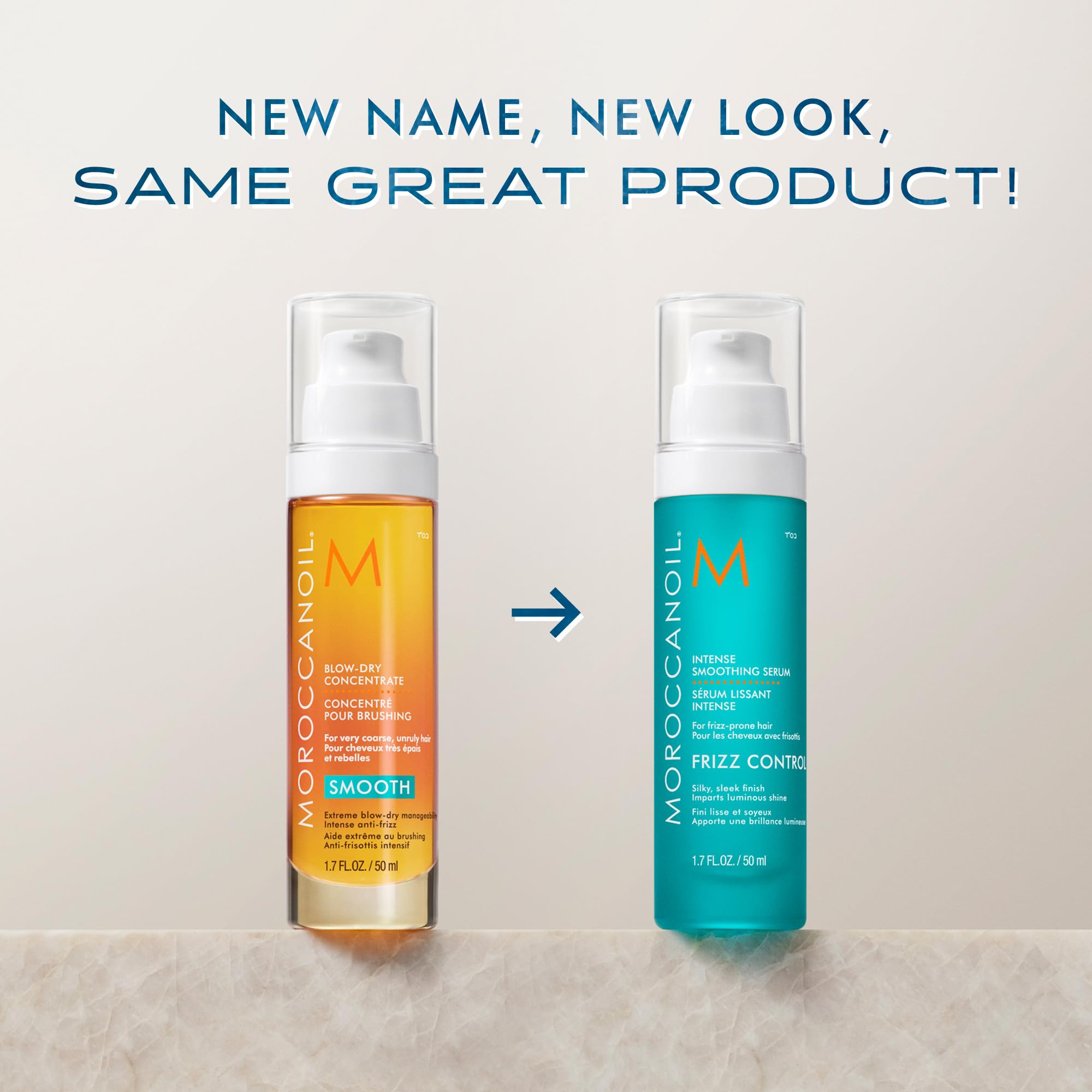 Moroccanoil Intense Smoothing Frizz Control Serum for hair, 1.7 fl oz, reducing frizz and adding shine to styled hair.