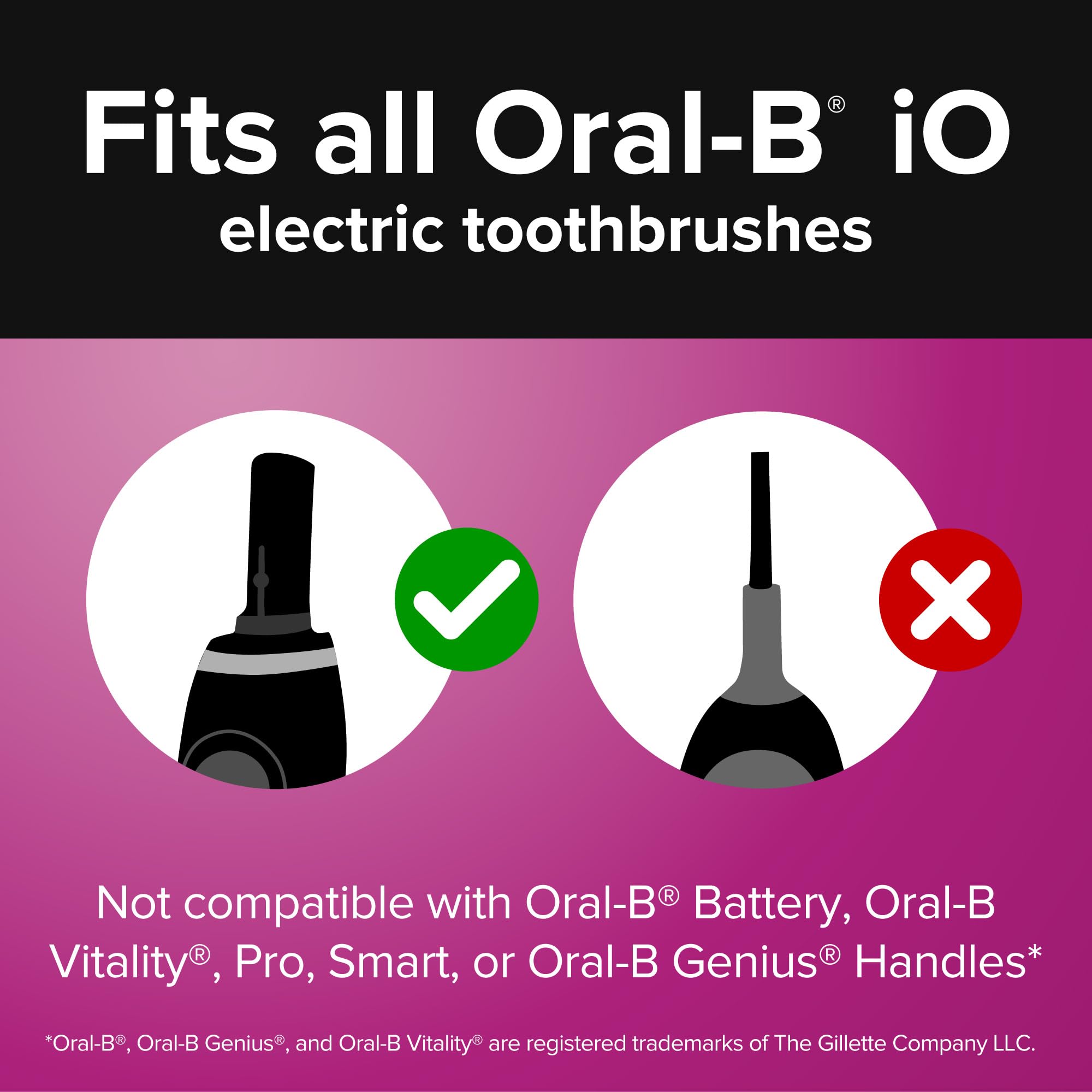 Reach Trios Sensitive replacement heads for Oral-B iO electric toothbrush, showing soft bristle design for gentle cleaning.
