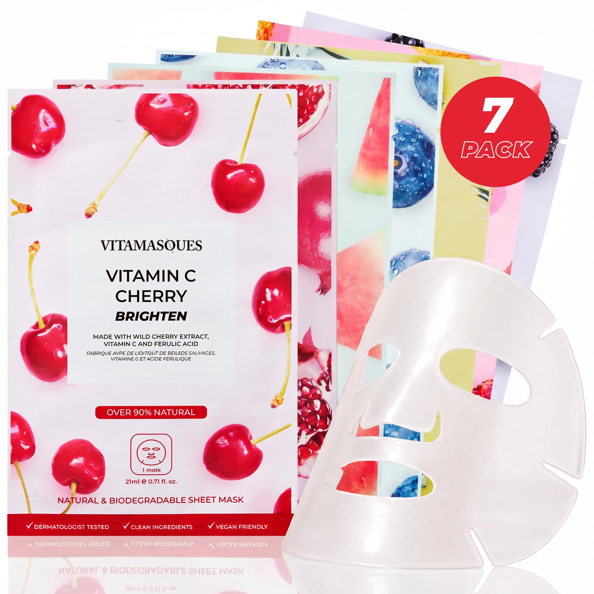 Vitamasques Korean Face Mask Set, 7-Pack Juicy Collection - Product Imagery