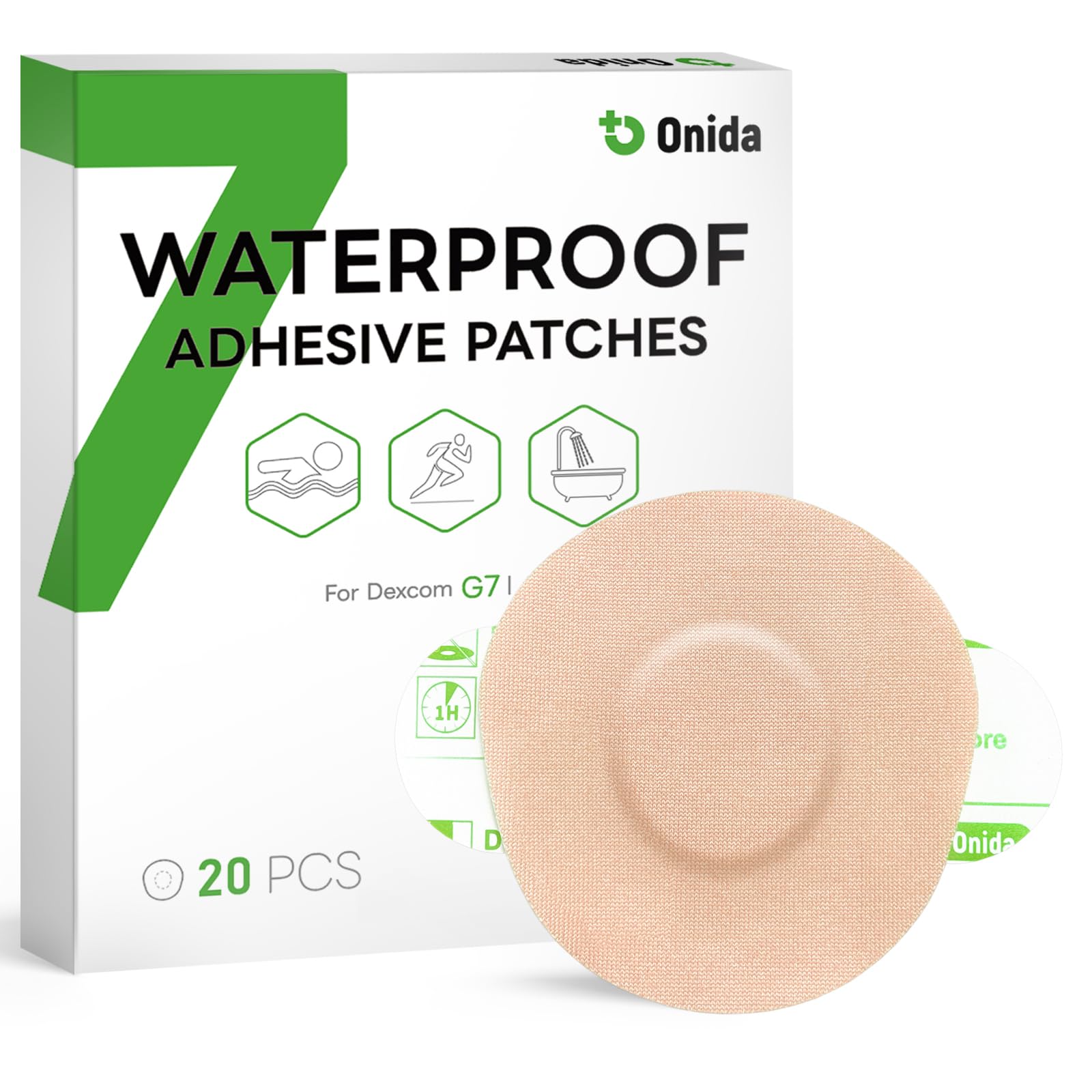 Onida Dexcom G7 Over Patches 20PCS Waterproof CGM Covers for G7 - Product Imagery