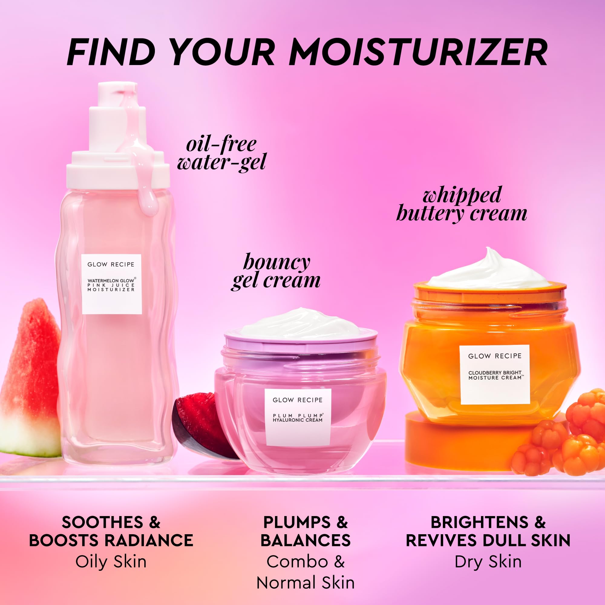 Glow Recipe Pink Juice Water Gel Moisturizer in 25ml jar, featuring pink and clear packaging with a smooth gel texture.