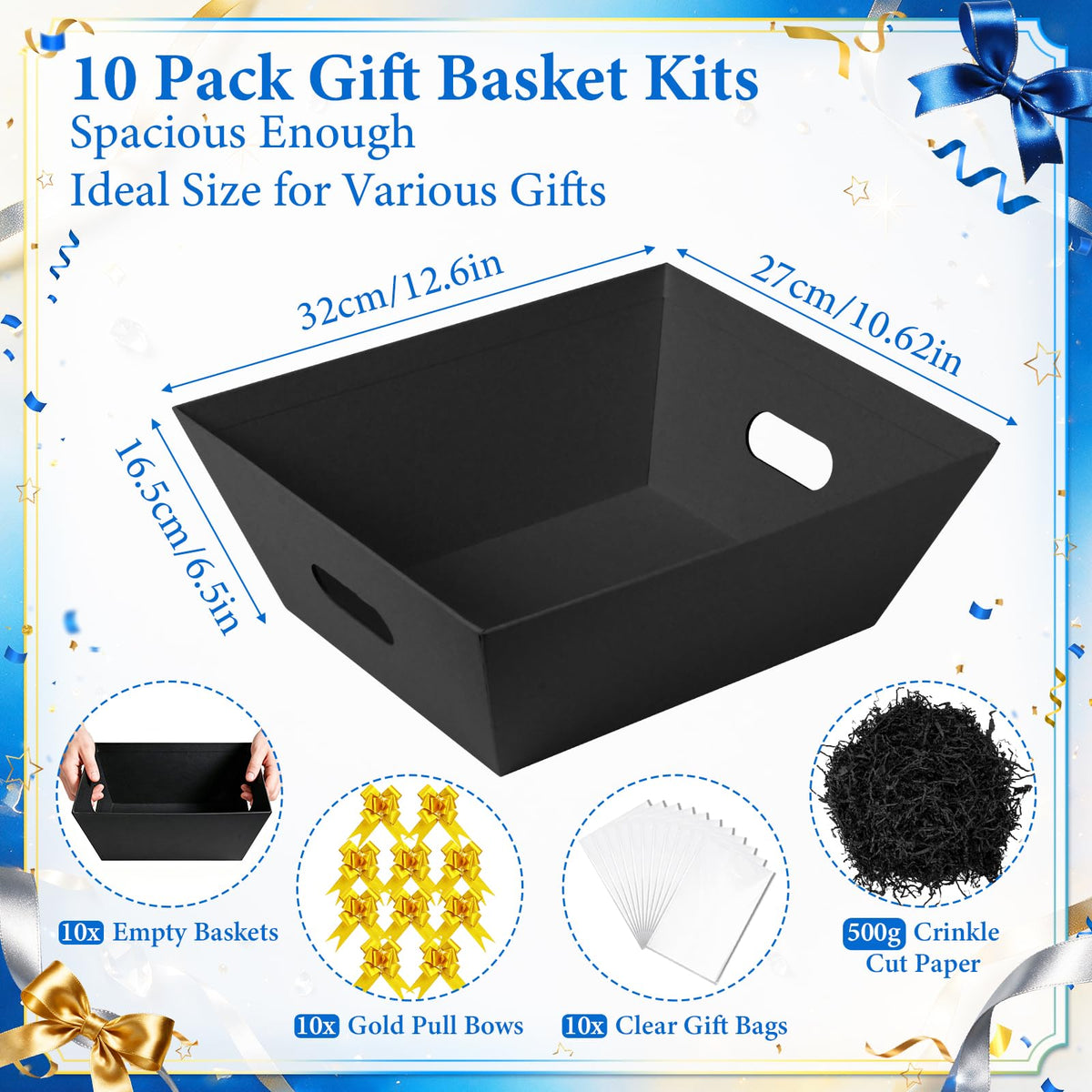 EVELOMO 10 Pack Empty Gift Baskets to Fill - EVELOMO Official Imagery - 3
