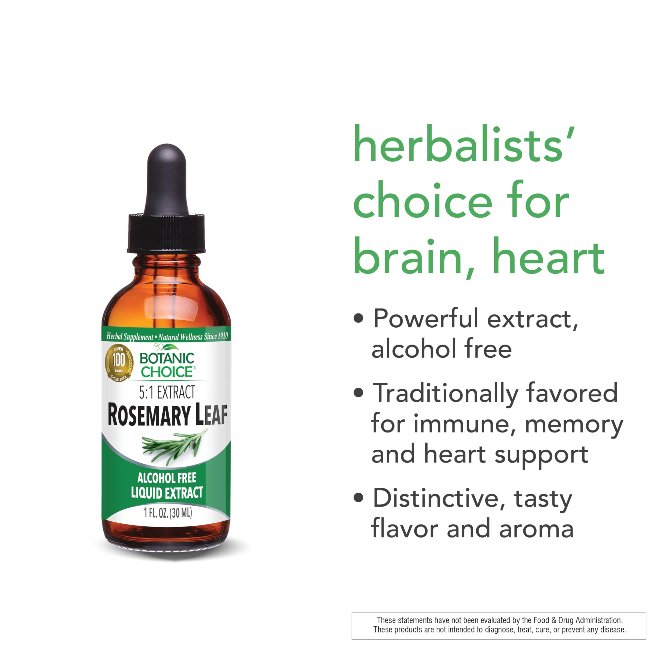 Rosemary Leaf Liquid Extract Drops | Alcohol-Free 1 oz