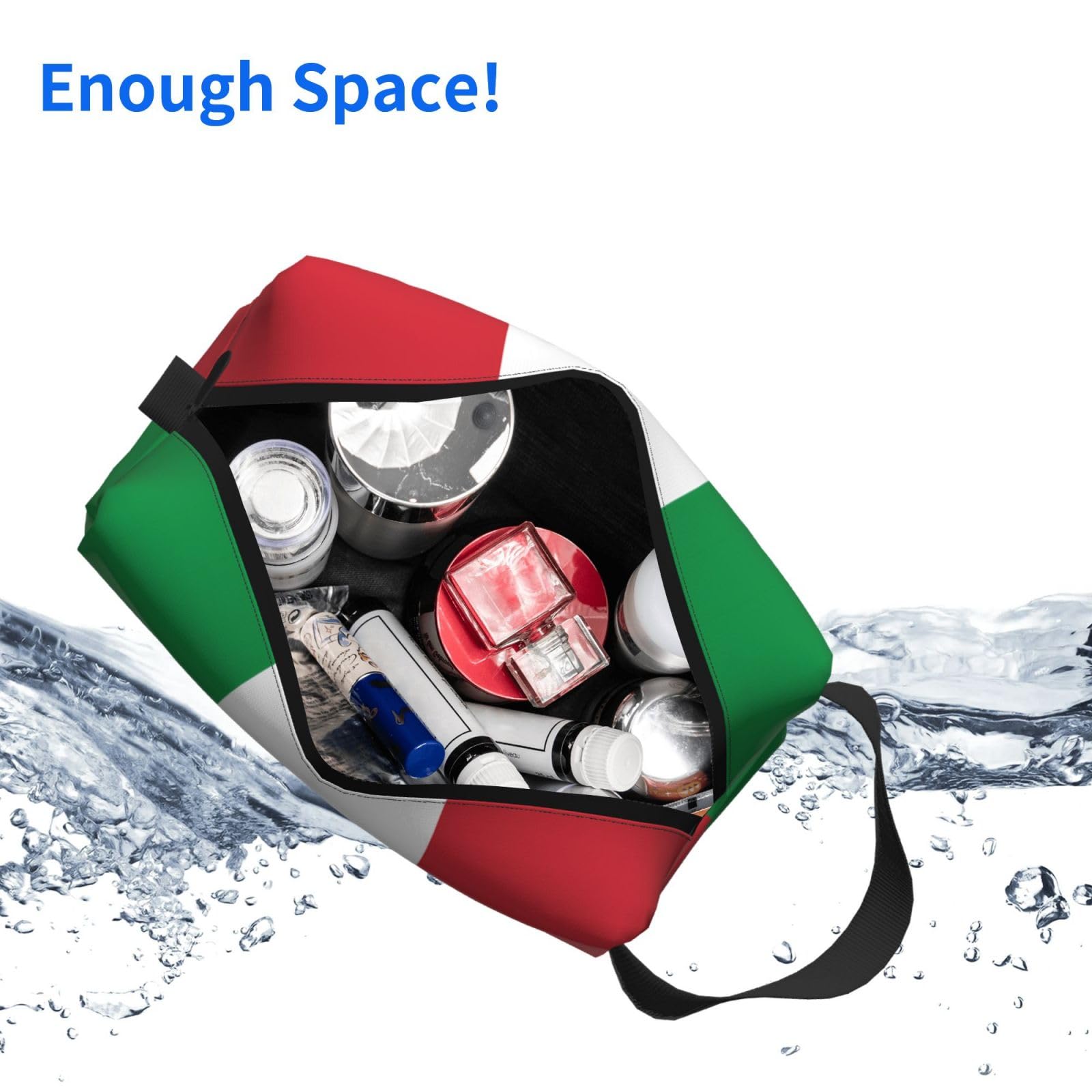 SXZVVBN Italian flag large capacity travel toiletry bag with durable Oxford cloth, cosmetic organizer and makeup pouch.