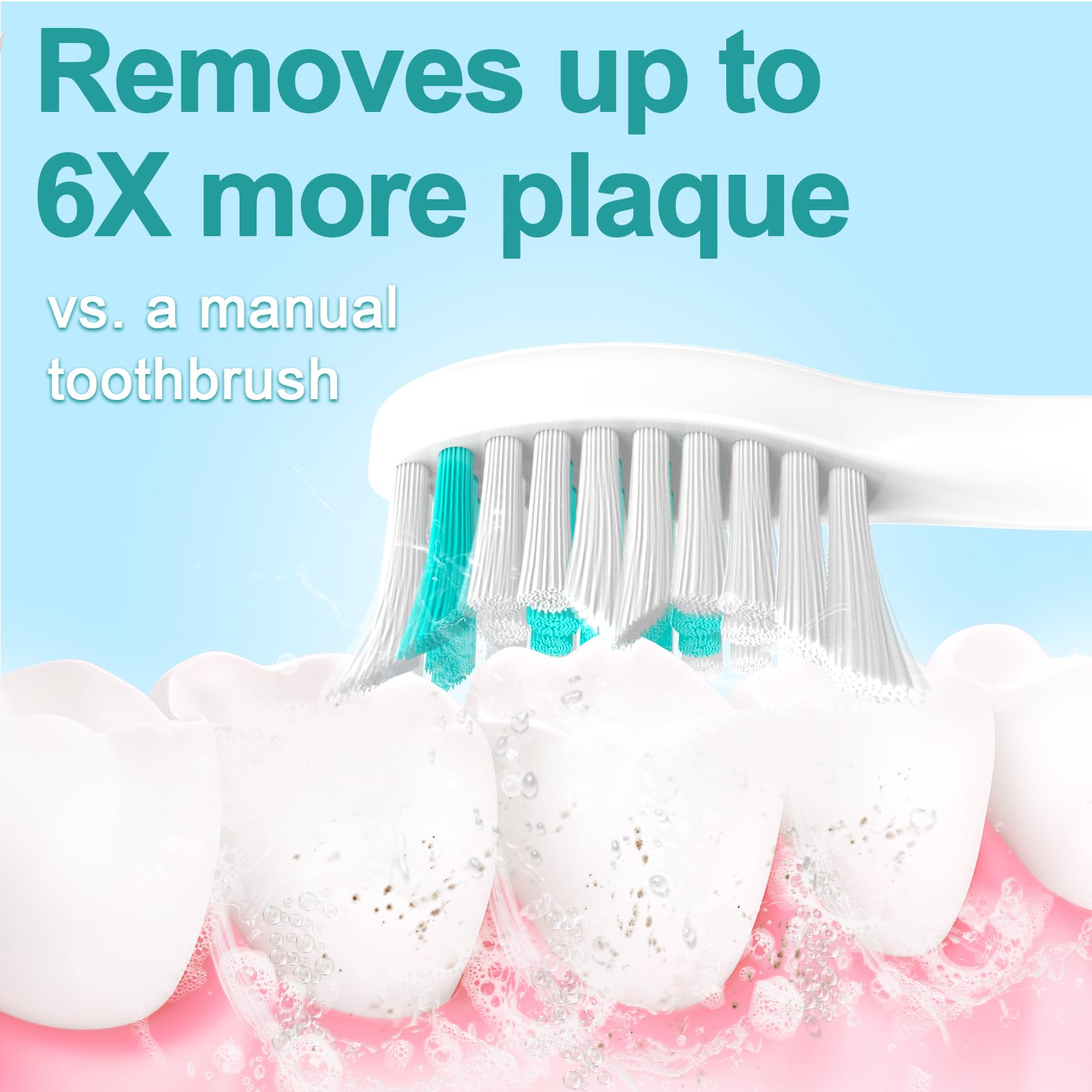 Aoremon 6-pack replacement toothbrush heads for Philips Sonicare E-Series electric toothbrush, showing clean bristles and ergonomic design.