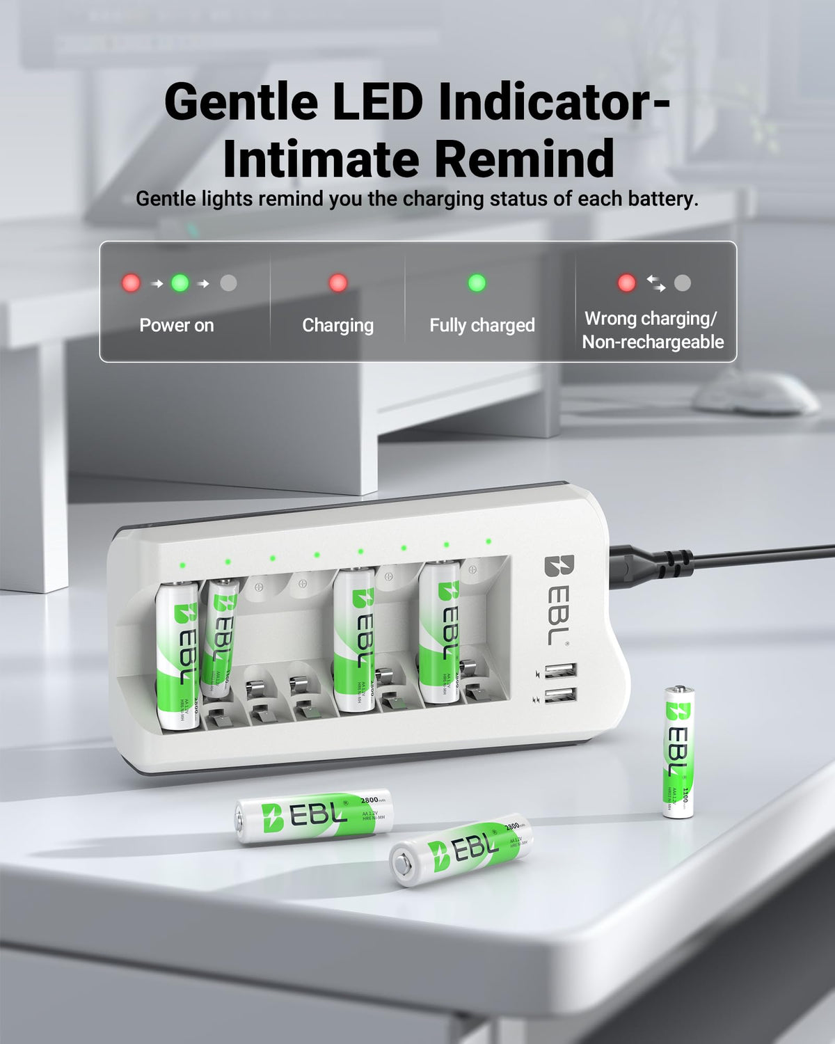EBL 2300mAh Ni MH AA Rechargeable Batteries and Rechargeable - EBL Official Imagery - 4