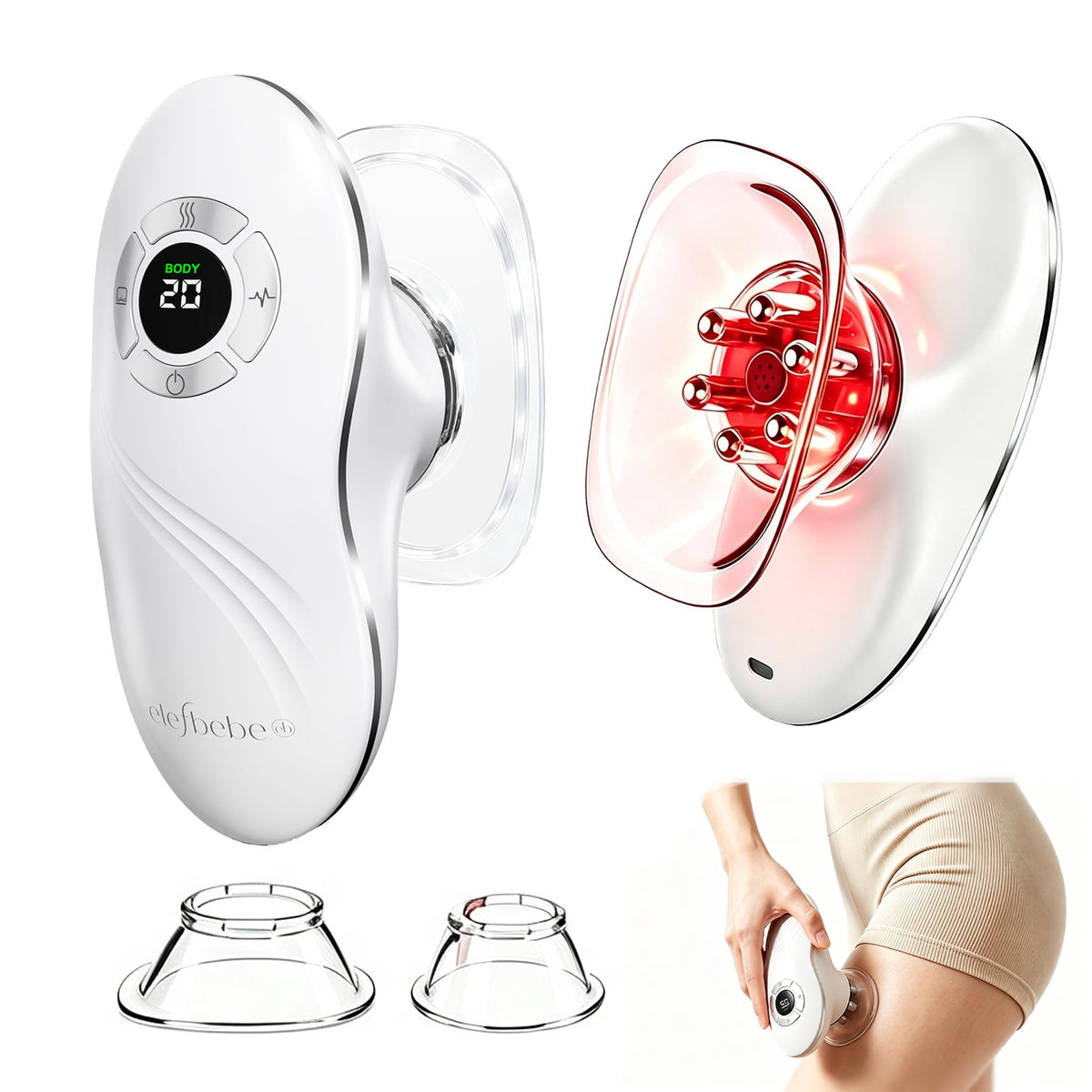 elefbebe 3-in-1 Body Sculpting Machine Cellulite Massager White – Plastic