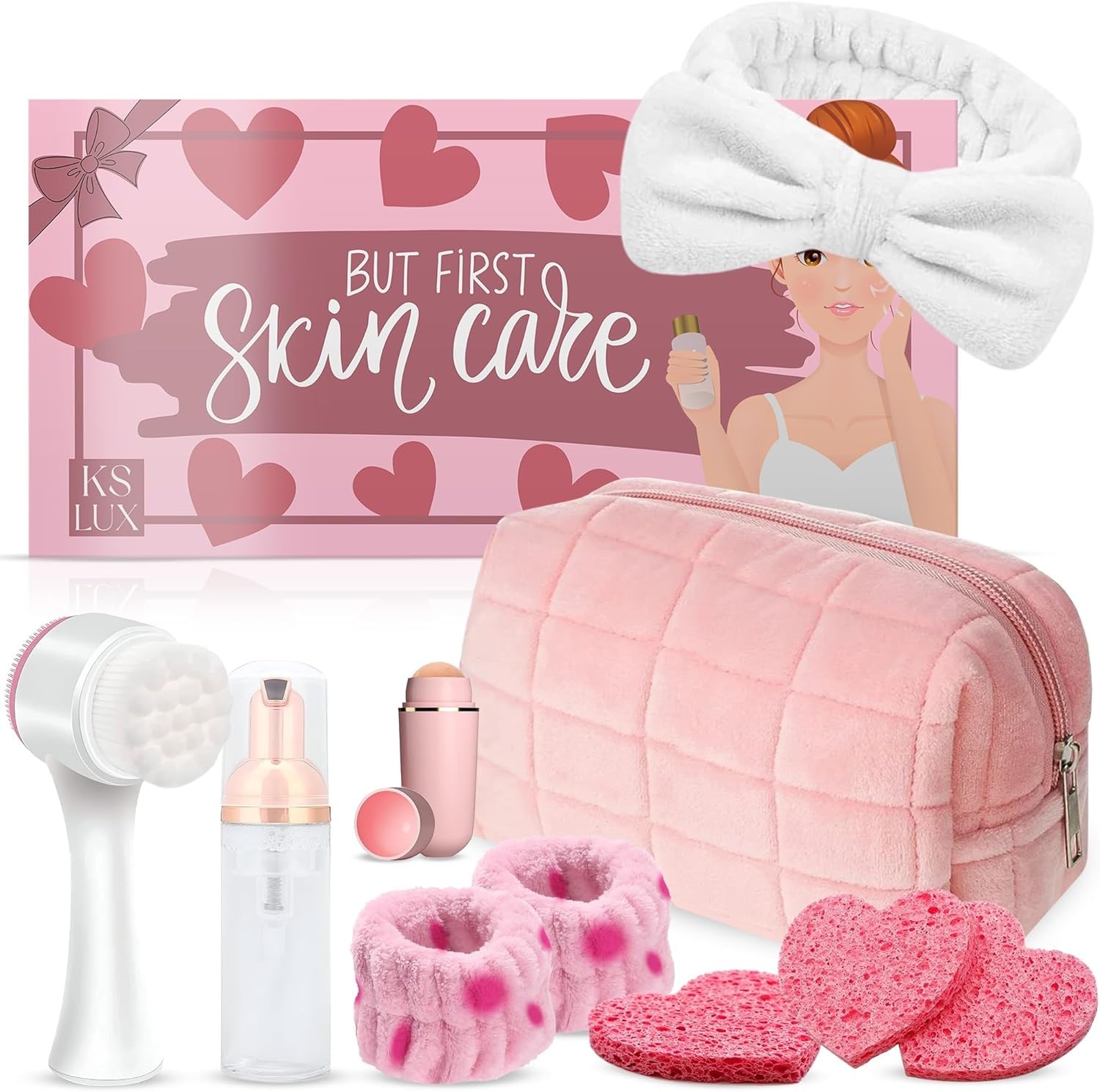 Skincare tools set, pink skin care tools for teens, facial - Product Imagery