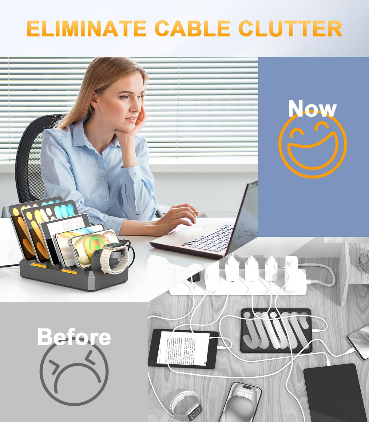 CREATIVE DESIGN Charging Station for Multiple Devices, 50W Charger Dock – alternate angle