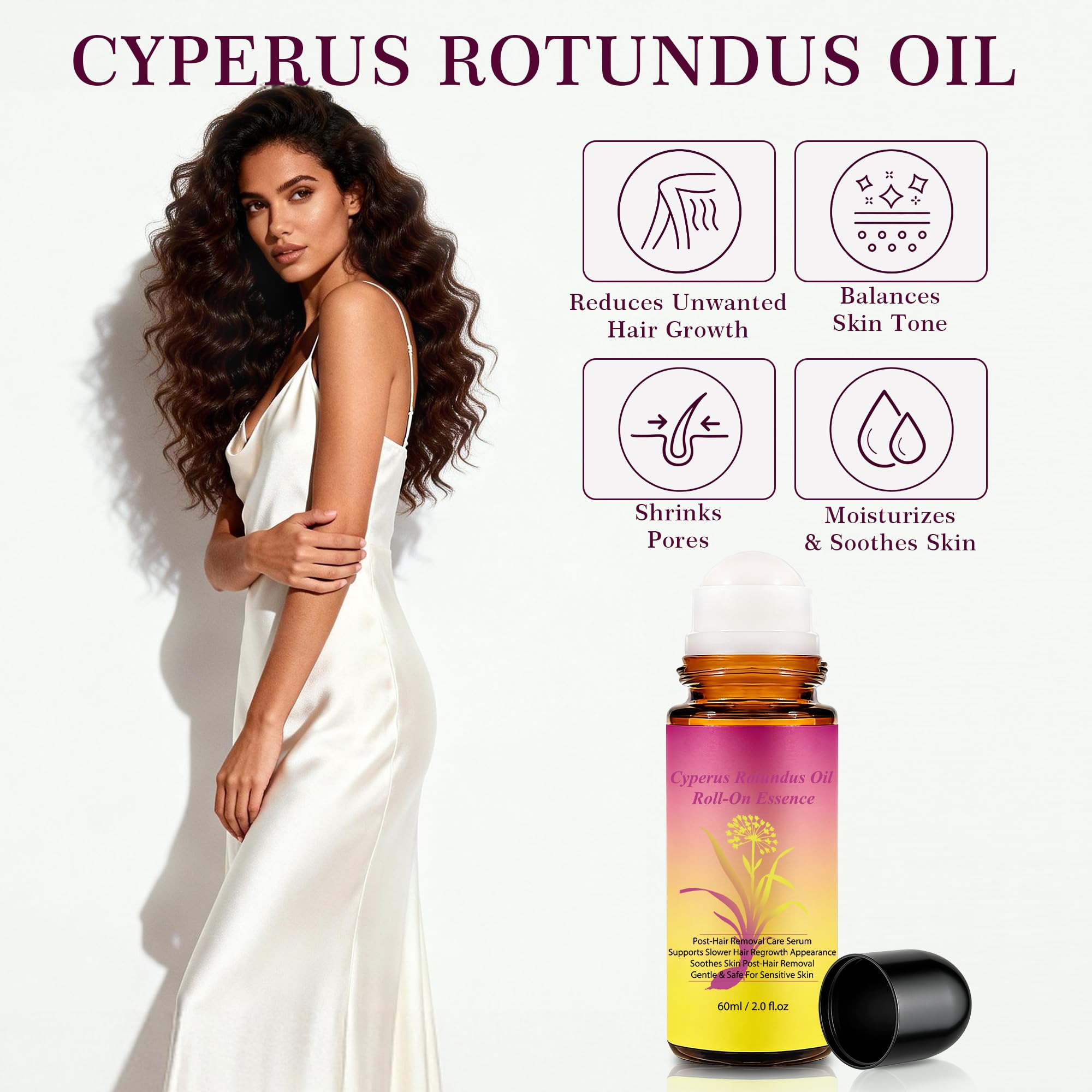 SRIOIO Cyperus Rotundus Oil for hair removal and smooth skin, 2oz, natural hair removal agent with herbal ingredients.