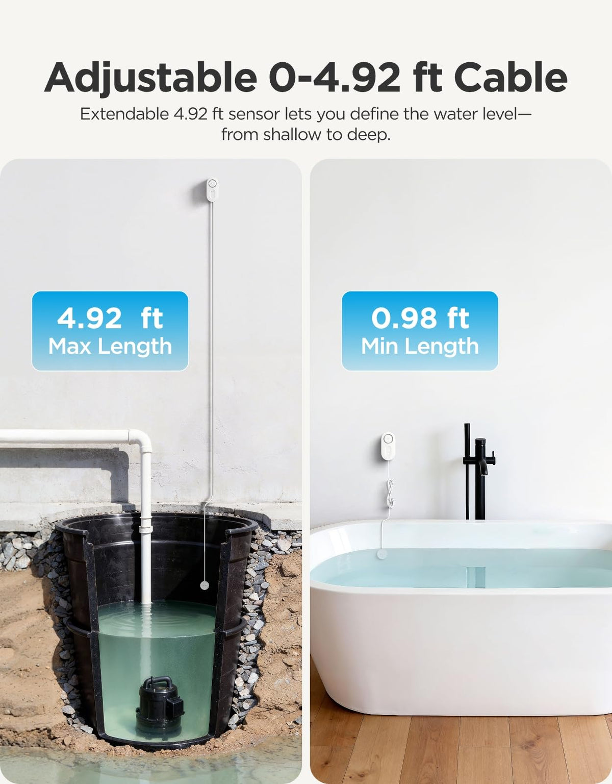 GoveeLife Upgraded Smart Water Leak Detector 1s with 4.92 ft Cable, 1 Pack – product photo (Water Detectors &amp; Alarms