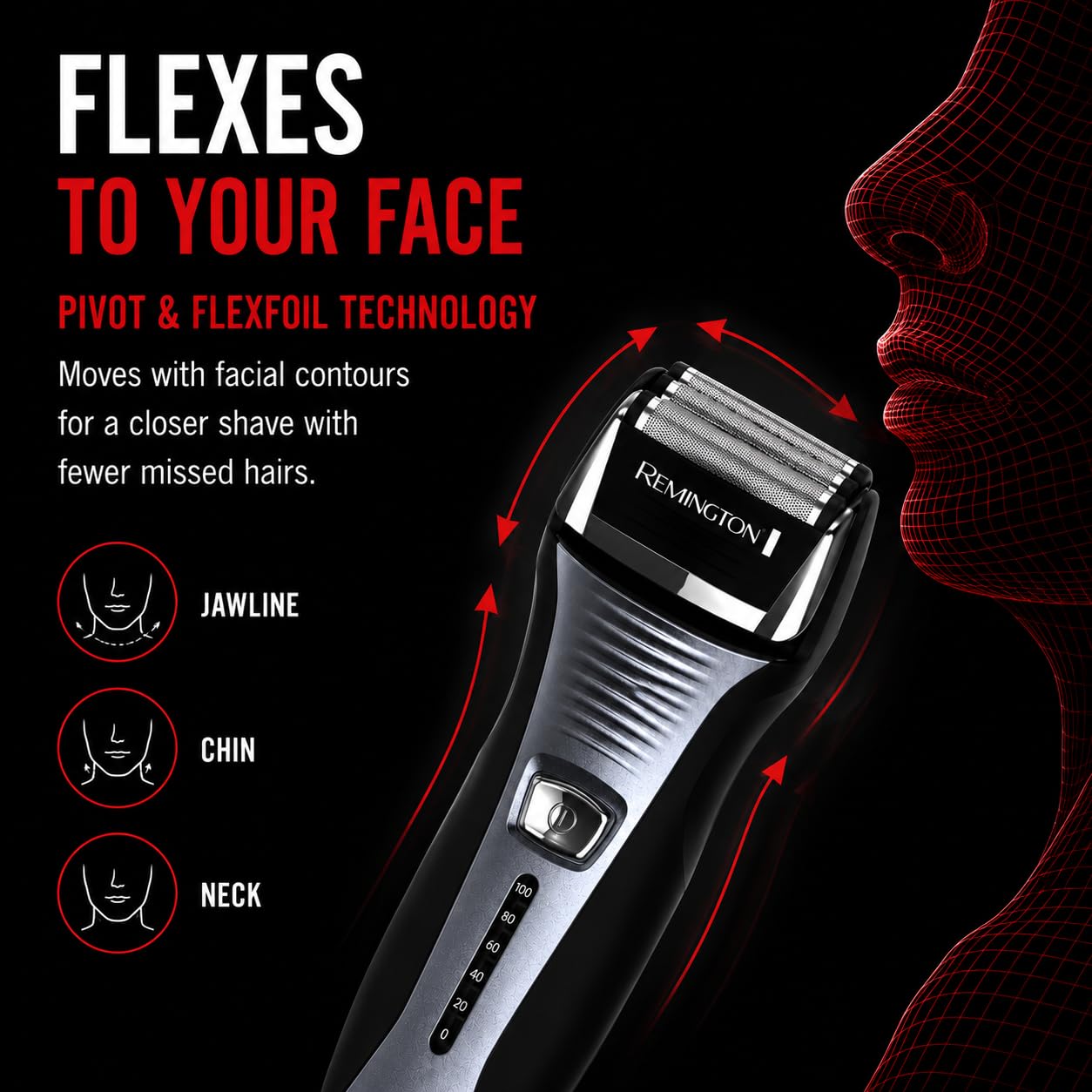 Remington F5 Power Series cordless electric foil shaver for men, rechargeable razor with ergonomic design.