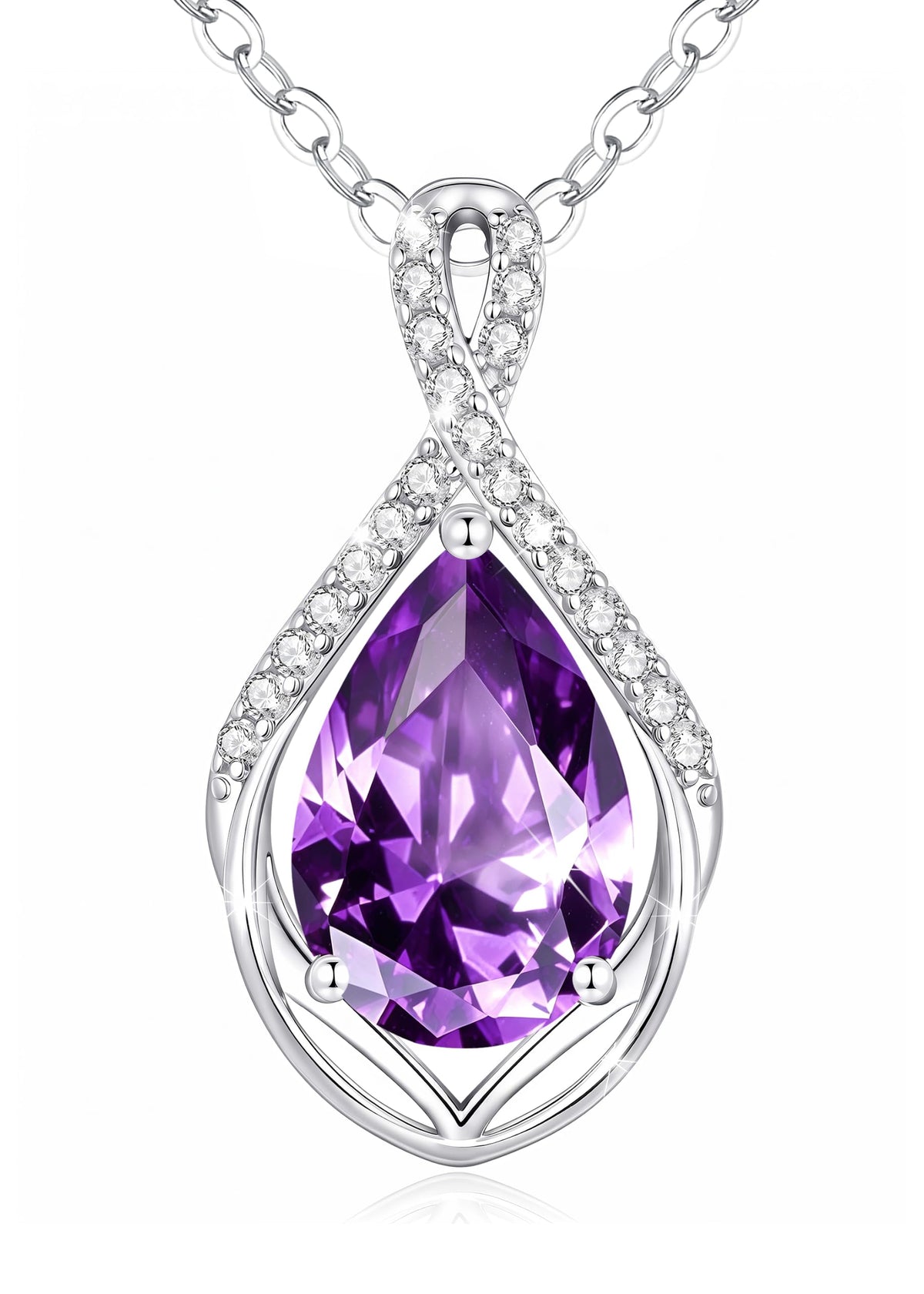 CDE Infinity Teardrop Birthstone Necklace Adjustable Jewelry for Women Gift – product photo (Pendant Necklaces)