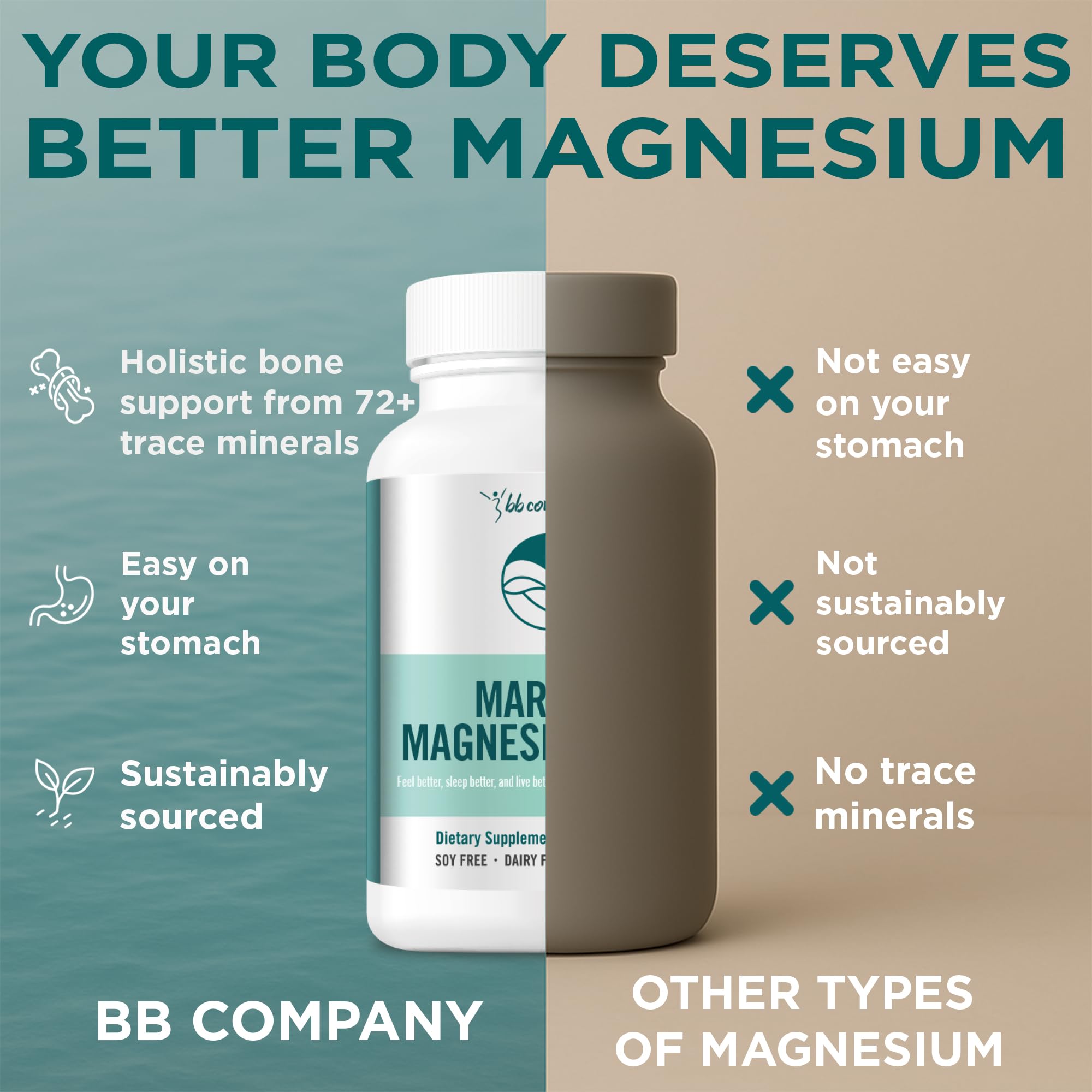 Ocean Magnesium 200mg Aquamin + B6 for Women 60 Ct