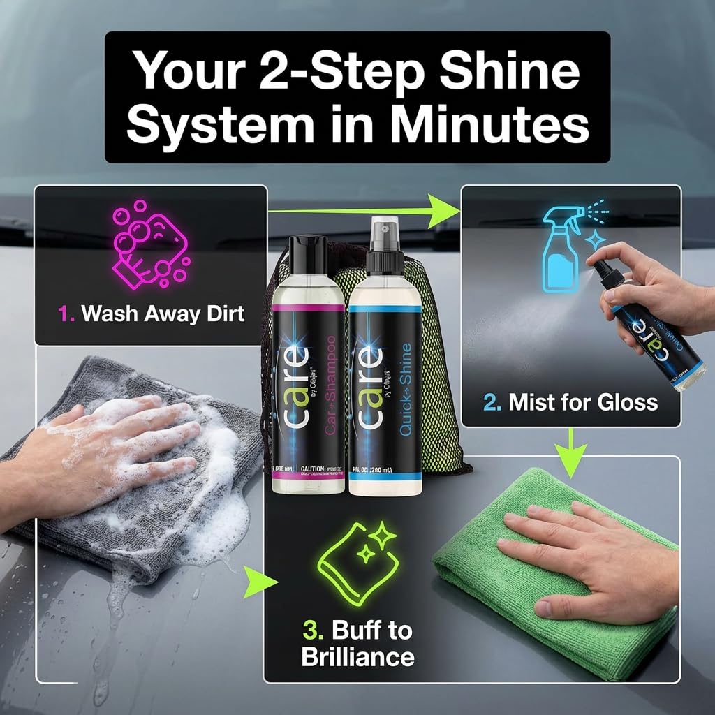 Cilajet Travel Kit, Automotive Car Accessories and Cleaning Supplies, 4-Piece Set with Car Shampoo and Quick-Shine Polis