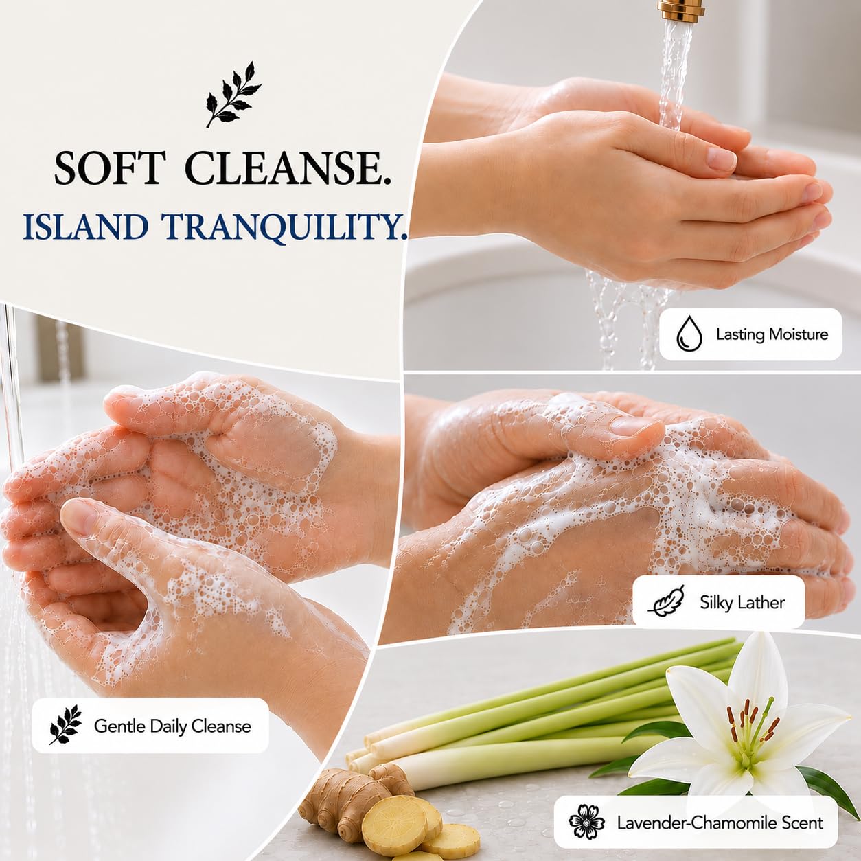 Ginger Lily Farms 1-gallon green tea lemongrass hand soap, skin cleaning agent with fresh herbal scent and natural ingredients.