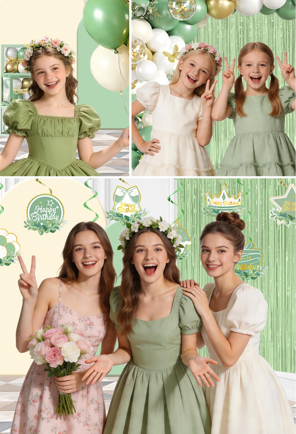 cocomigo 305pcs Sage Green Birthday Decorations Party Set, for 25 Guests – product photo (Party Packs)