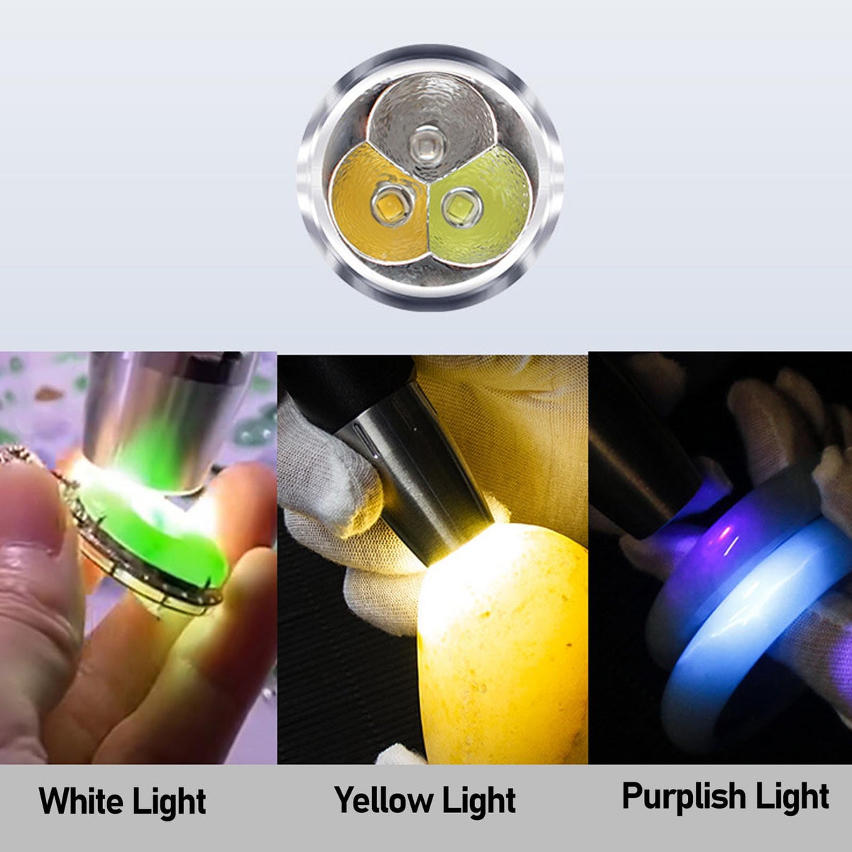 Zunate Stone Appraisal Lamp, Three Light Sources Rechargeable Jade Appraisal Flashlight, Long Lasting Battery Life, Comp