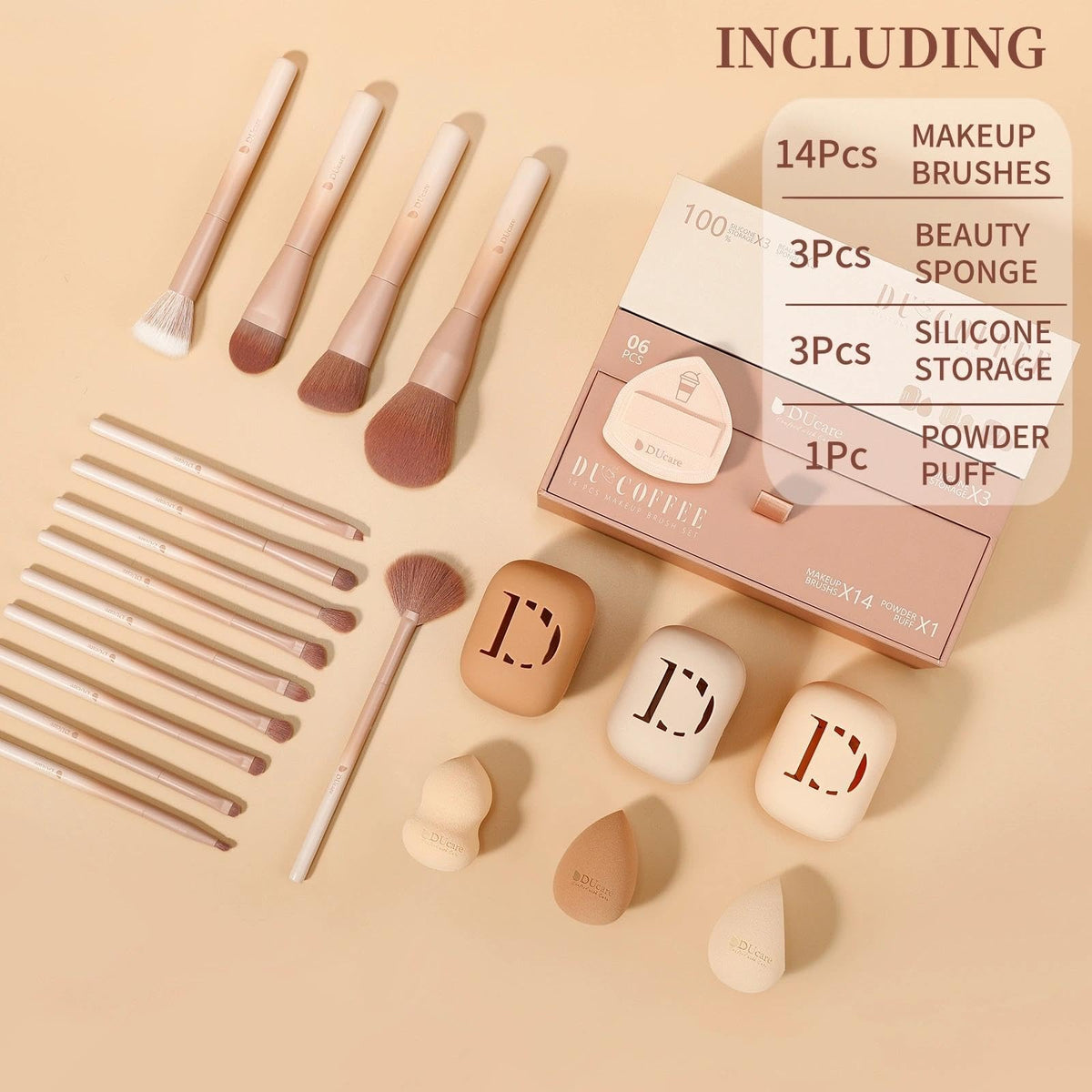 DUcare 21pcs Makeup Gift Set with 14Pcs Makeup Brush set - DUcare Official Imagery - 5