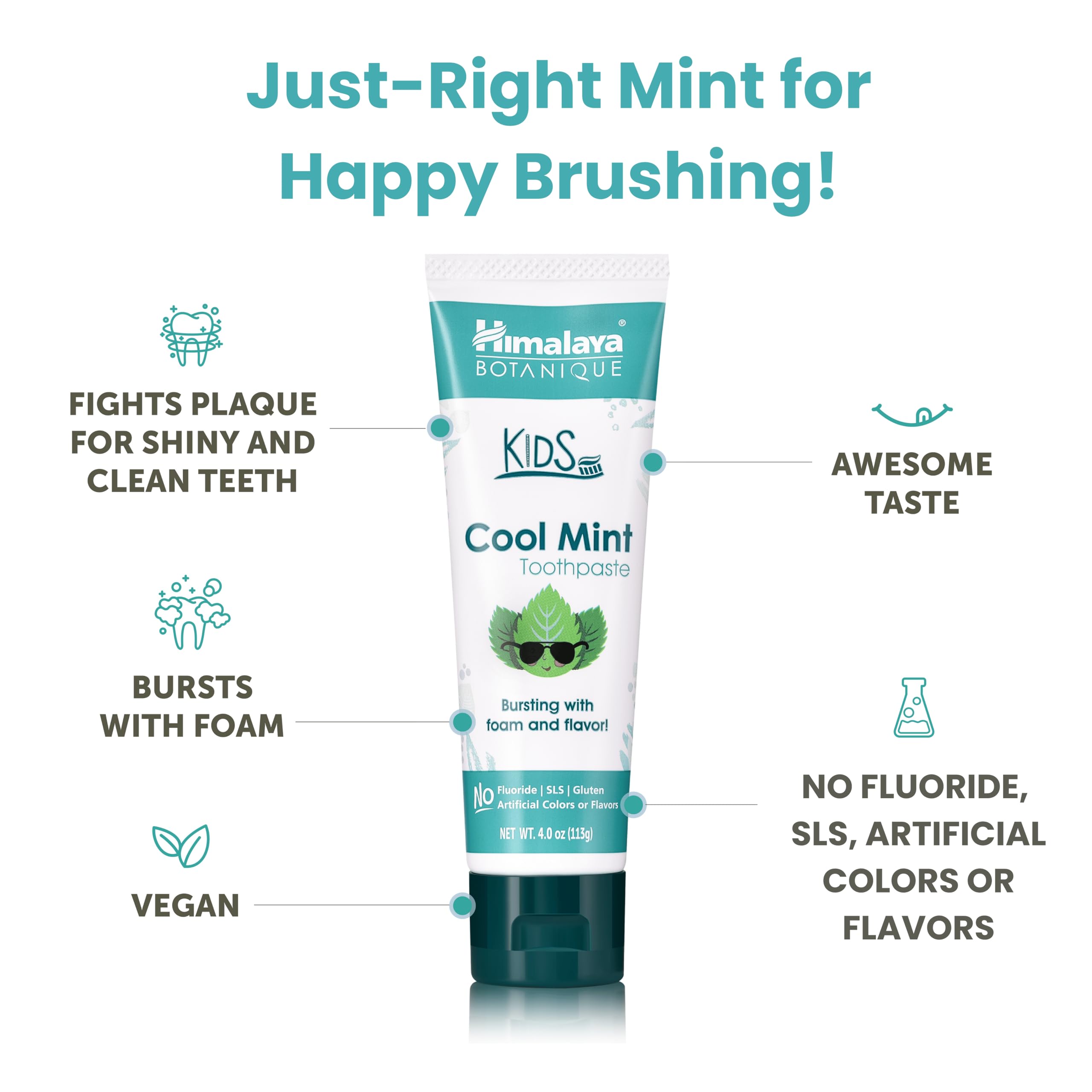 Himalaya Botanique Kids Toothpaste with Xylitol, Cool Mint, 4 oz, 2 Pack