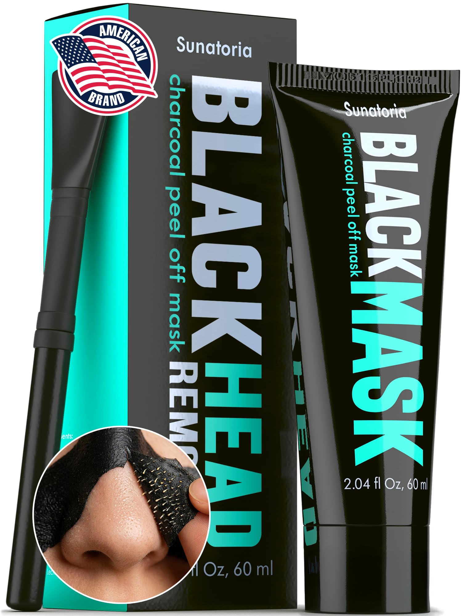 SUNATORIA Charcoal Black Peel Off Face Mask, Blackhead Pore - Product Imagery