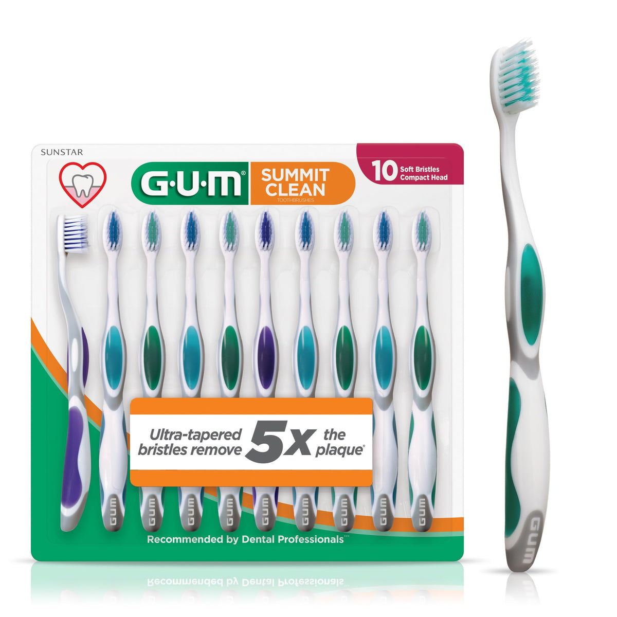 GUM Summit+ Extra Soft Toothbrush, Compact Head, 10-Pack – product photo (Manual Toothbrushes)
