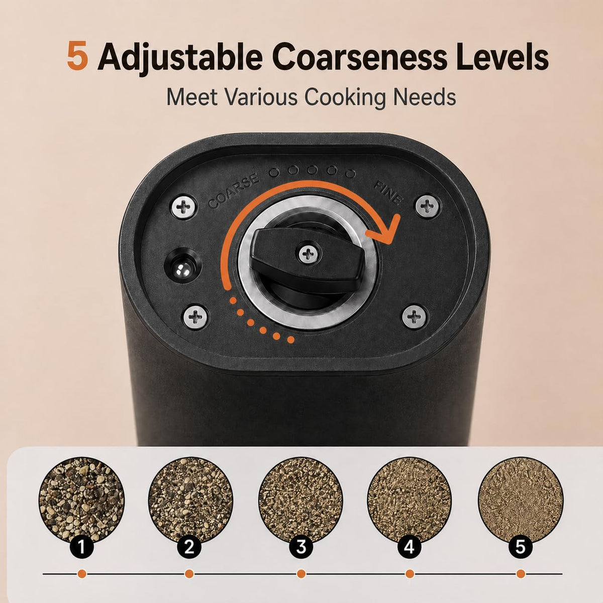 FRTONYI Electric Salt and Pepper Grinder Set, Rechargeable Automatic Salt and Pepper Shakers, Adjustable Coarseness Pepp