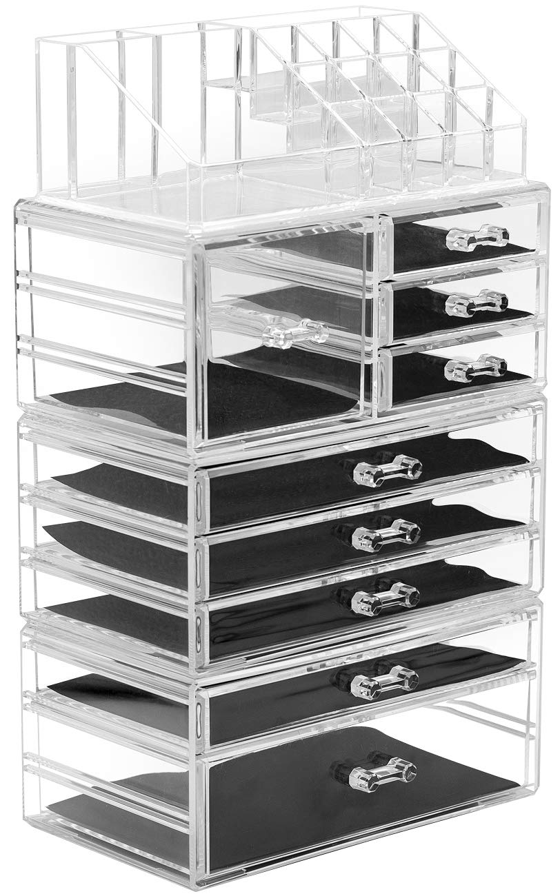 Sorbus Stackable Acrylic Drawers - 1 Clear Storage Drawers for Organizing Make up Palettes, Nail Hair Accessories, Cosme