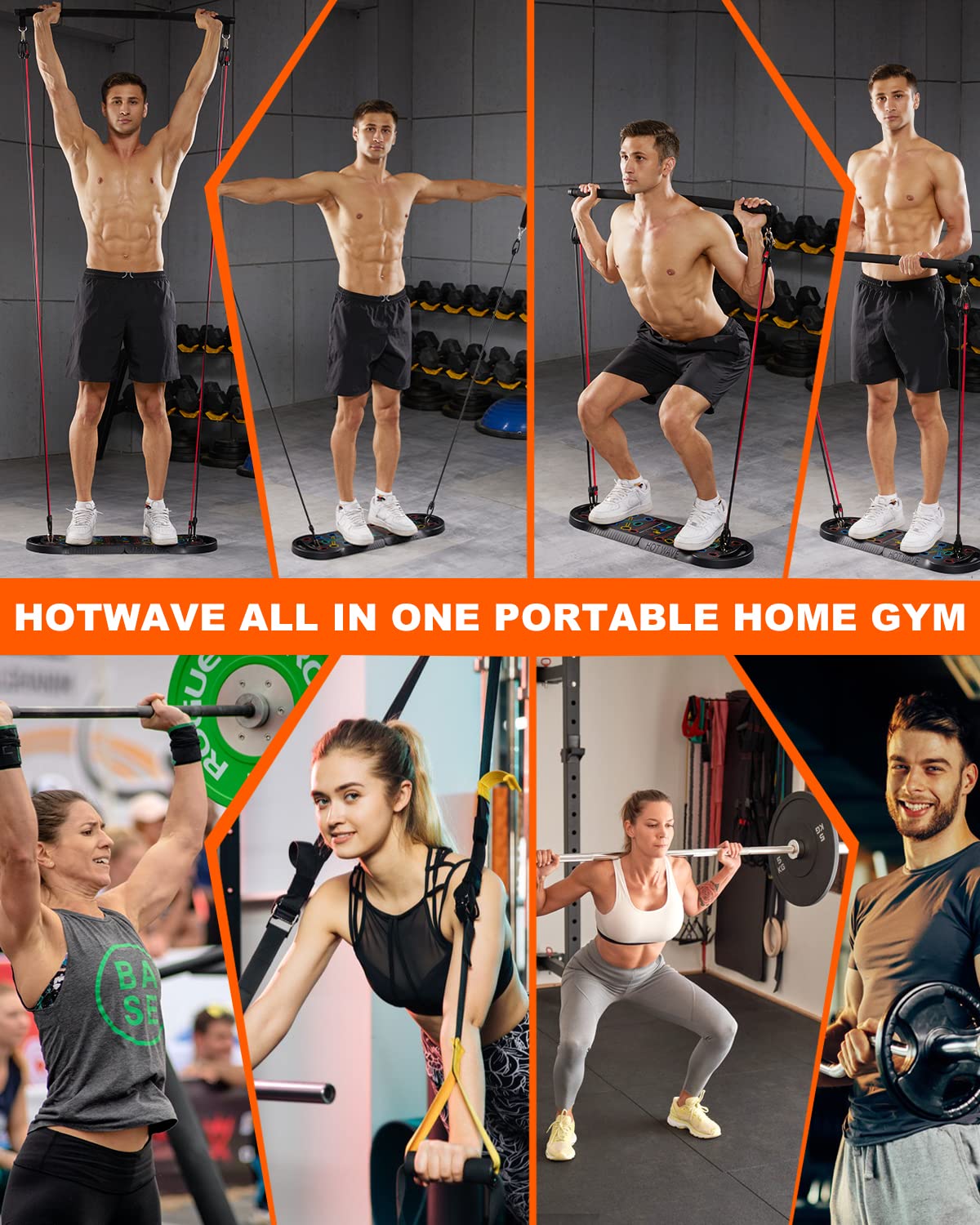HOTWAVE Push Up Board, Portable PushUp Board, Foldable 20 in 1 Push Up Bar – packaging and label