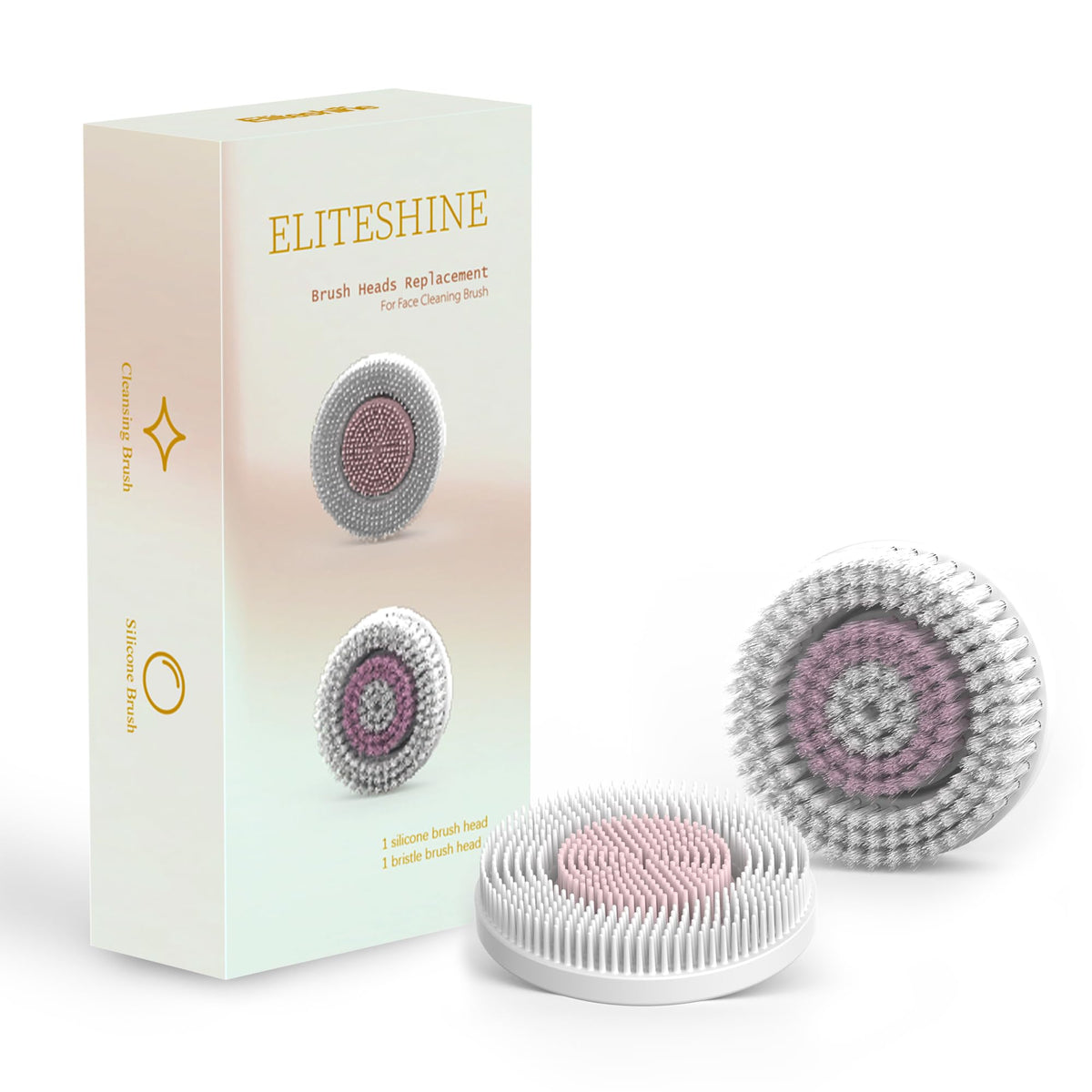 1 White Electric Facial Cleansing Brush Plus with 2 Original - Eliteshine Official Imagery - 2