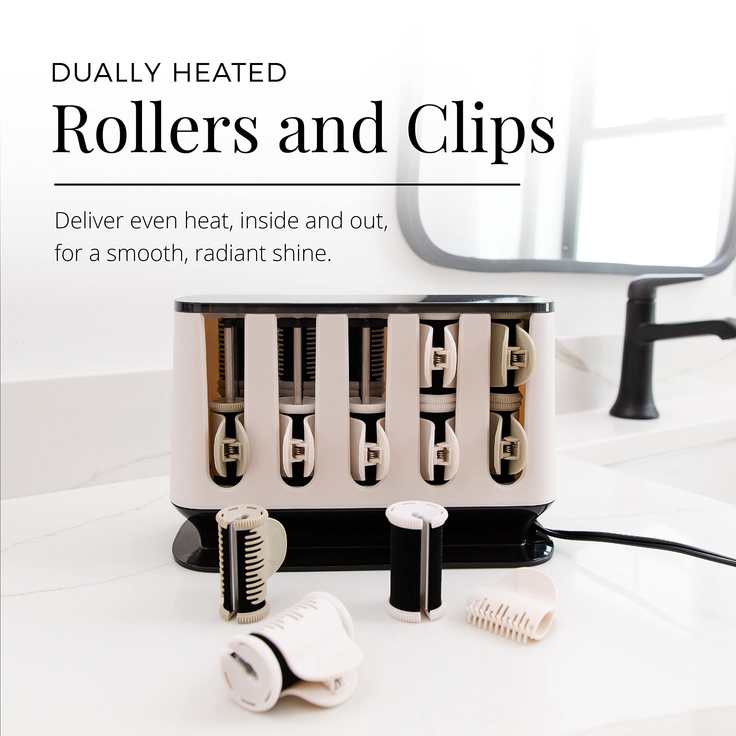 Remington Shine Therapy hot rollers set with 20 hair rollers and clips for styling and creating volume in hair.