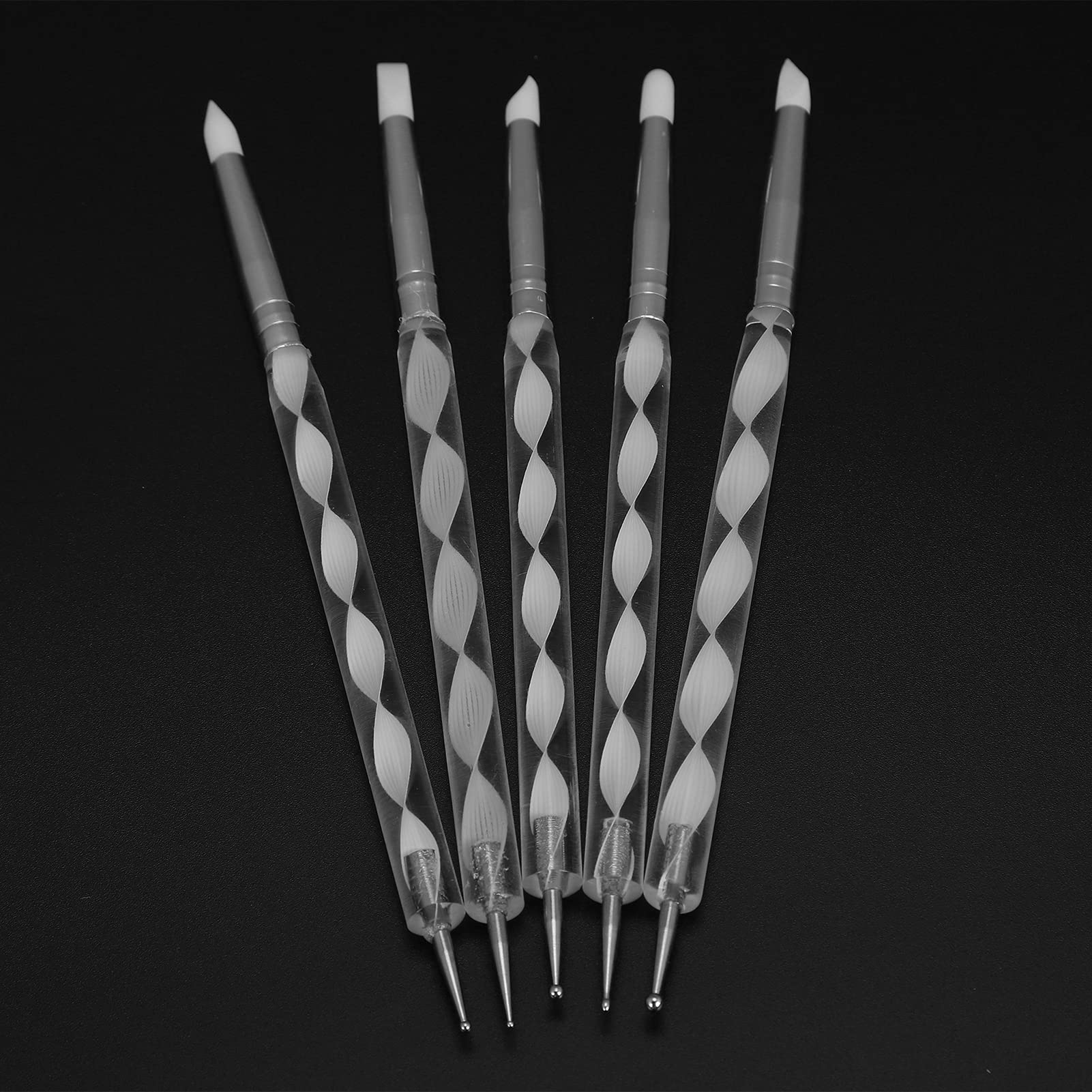 BSTiltion Nail Art Dotting Pen set with five white pens featuring soft silicone heads for precise nail polish decoration.