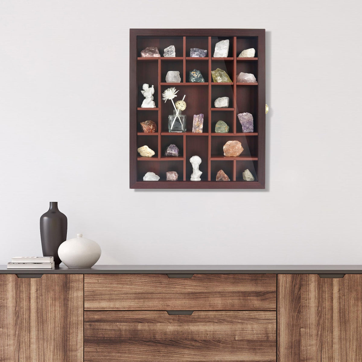 Rock Display Case Wall Mount Shadow Box with Shelves - FramePro Official Imagery - 3