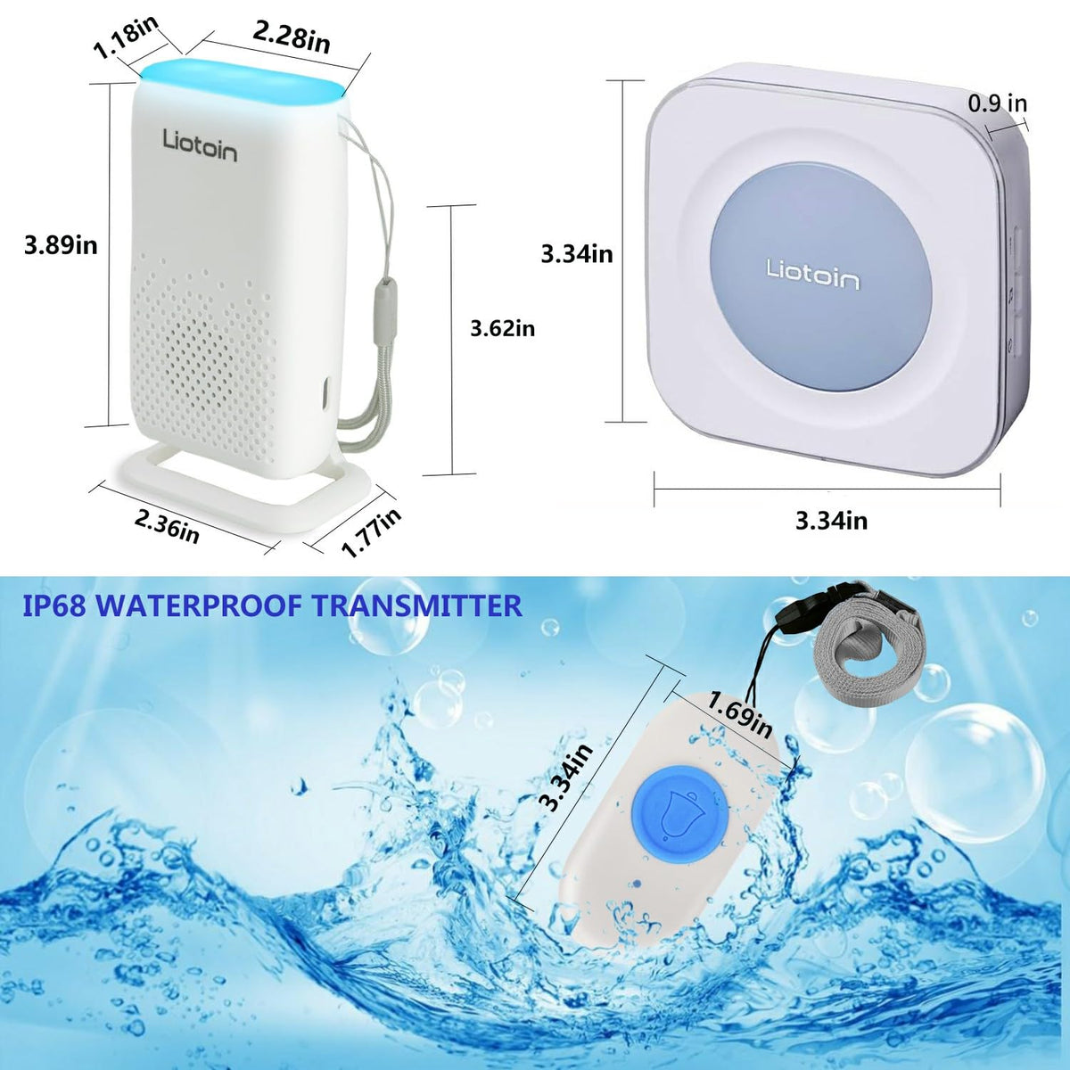 Wireless Caregiver Pager Call Button Alert Button Call Bell - liotoin Official Imagery - 7