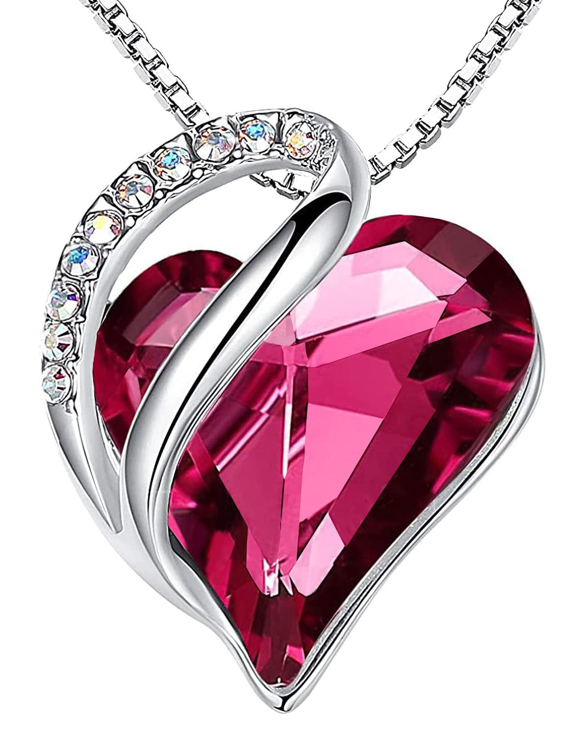 Leafael Gift Necklaces for Women, Infinity Love Birthstone Heart Crystal Pendant, Birthday Anniversary Jewelry for Wife,