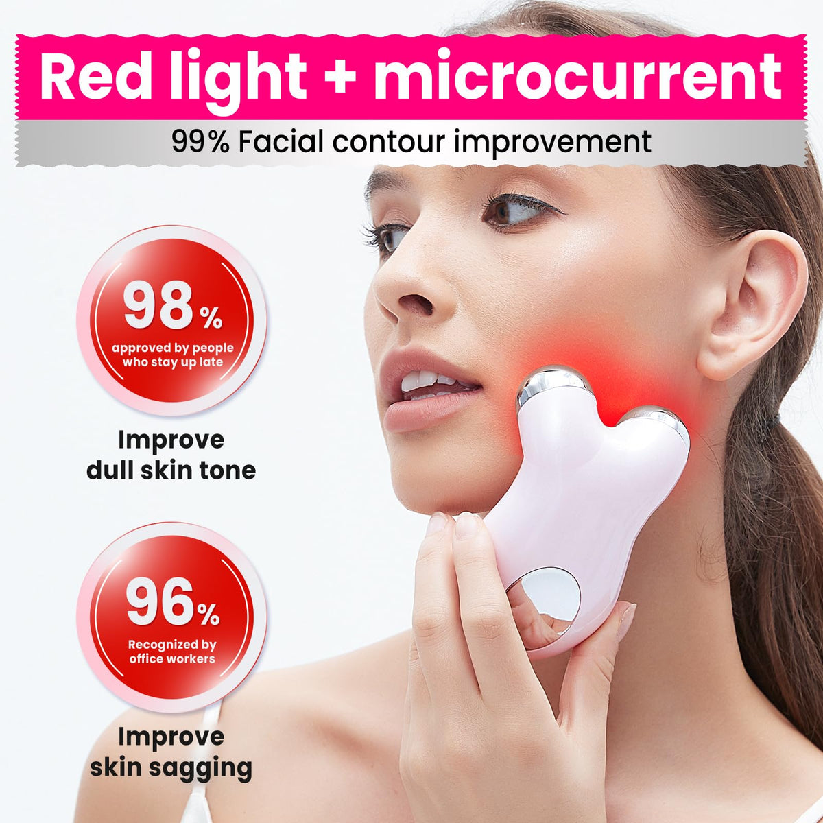 Microcurrent Facial Device Latest Red Light Technology - Hunvva Official Imagery - 3
