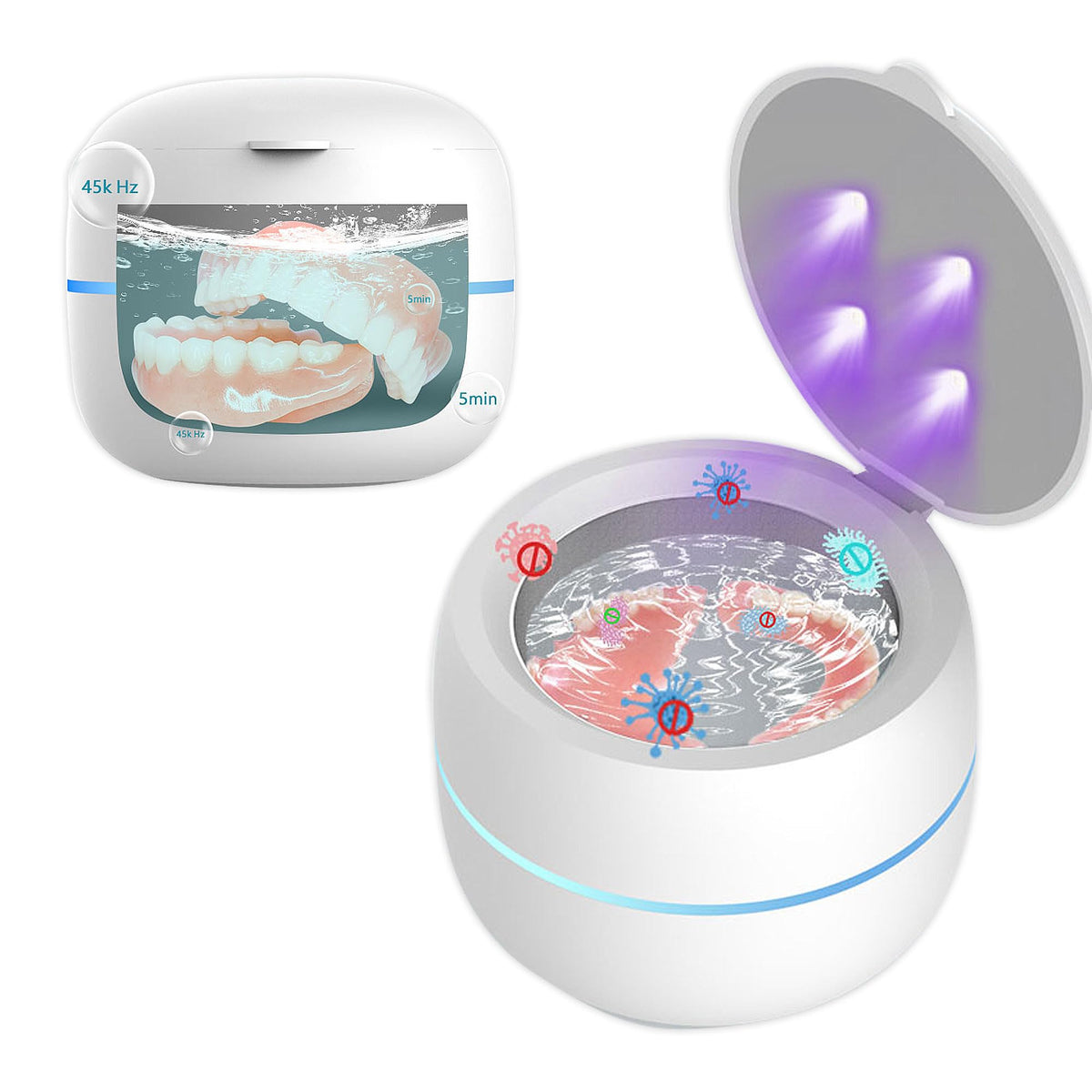 Dental Retainer Cleaner Ultrasonic Clean Box for dentures - LIFEES Official Imagery - 1
