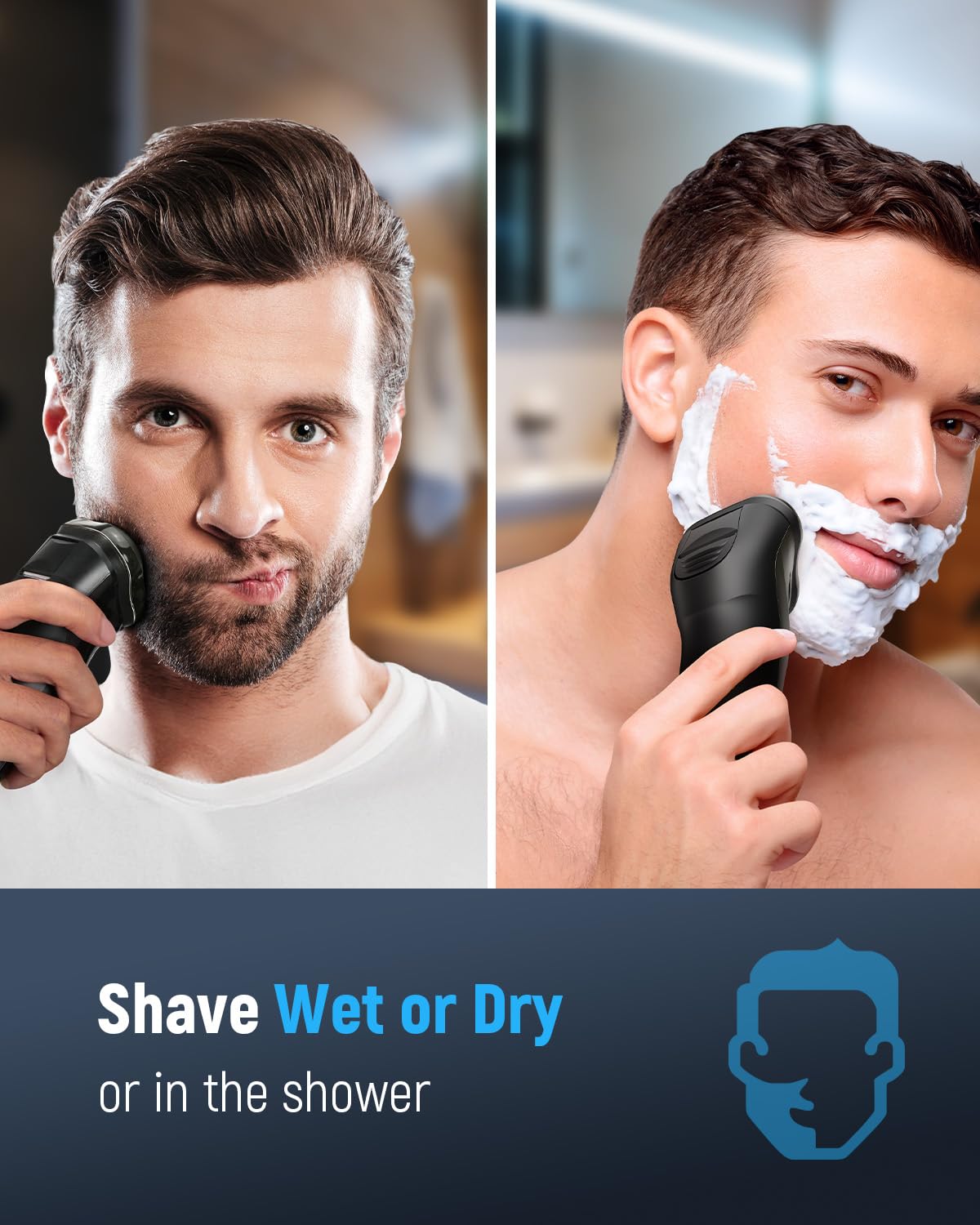 LONKEEN Electric Razor for Men Waterproof: 4D Floating Rotary Shaver Wet or Dry – packaging and label