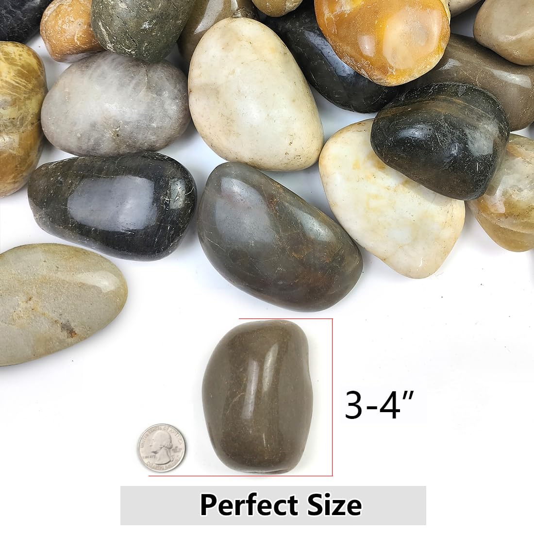 YISZM 20lbs Large River Rocks for Landscaping, 3-4" Mixed Color Pebbles – close-up detail