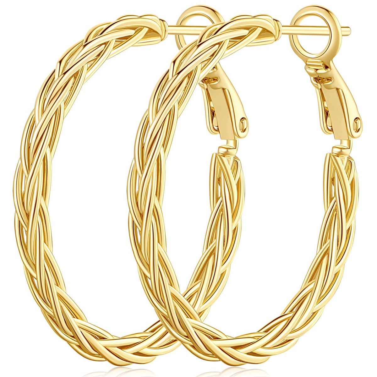Amoxos Gold Earrings for Women 14K Gold Hoop Earrings for Women – Gold Gold Gold Gold Gold, 14 Karat Gold 14 Karat Gold 