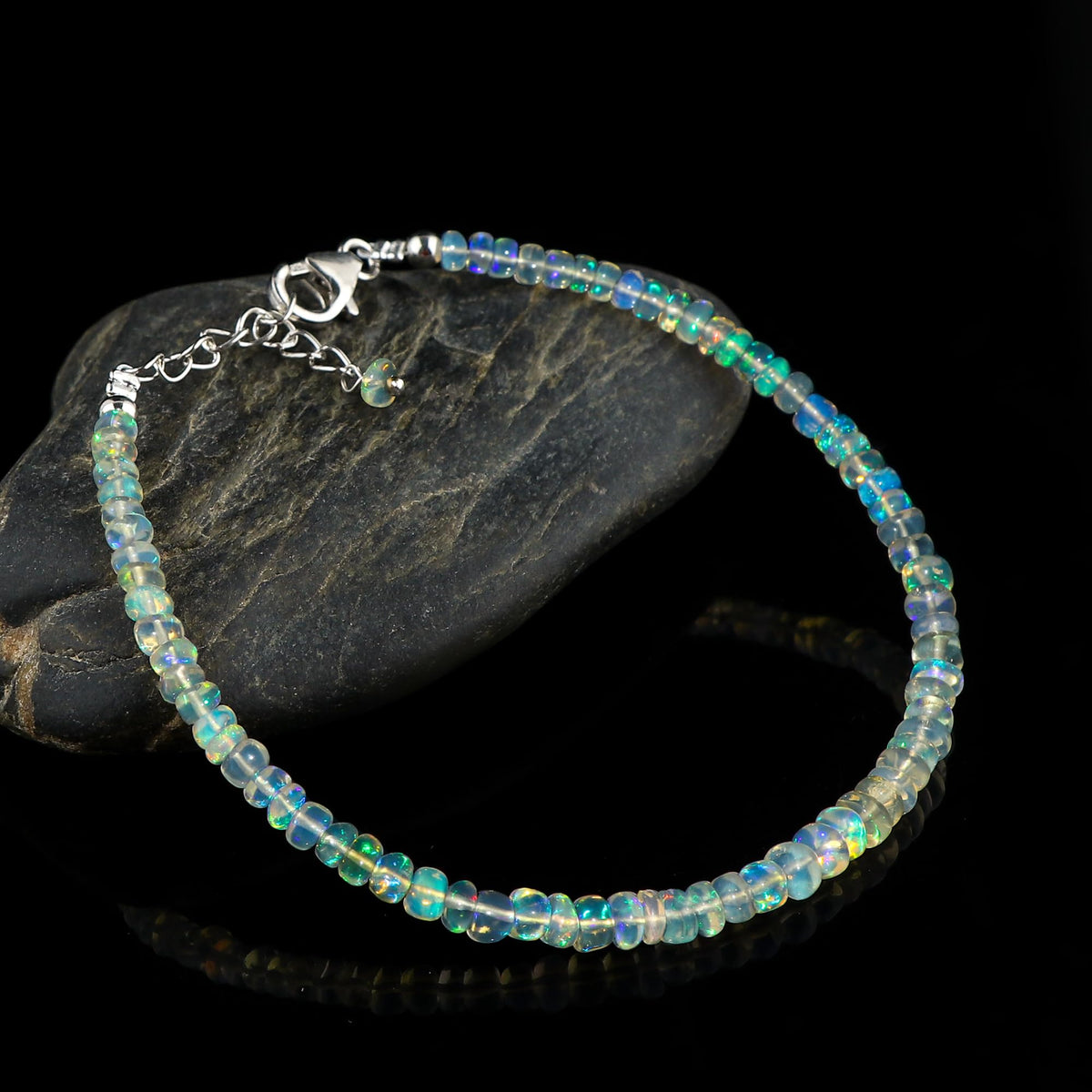 CRYSTALIS Natural Ethiopian Opal Beads Bracelet, High Grade Beaded Crystals, Chakra Healing Gemstone, Gift Giving Women 
