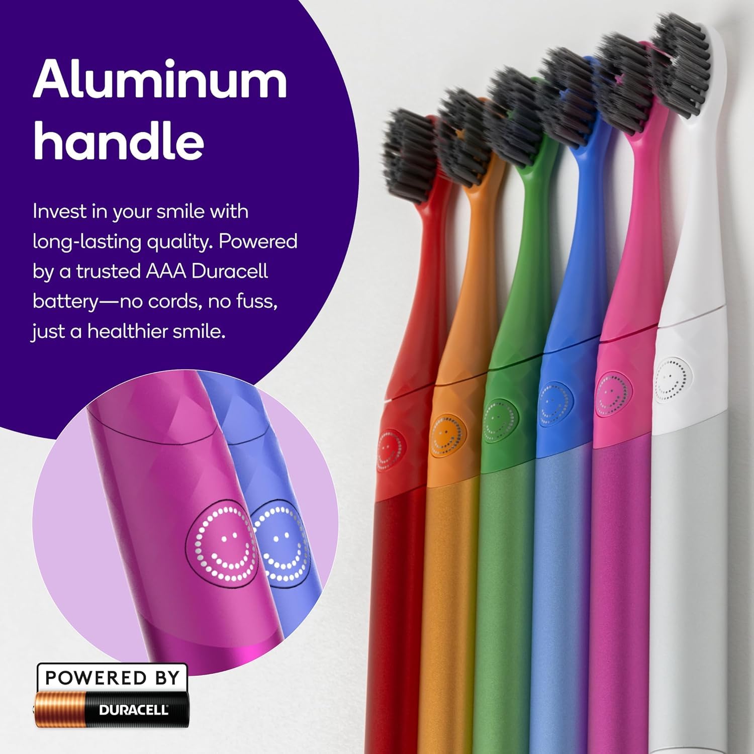 Burst Nova Sonic Toothbrush 2-pack in pink and blue with white bristles for effective teeth whitening and oral hygiene.